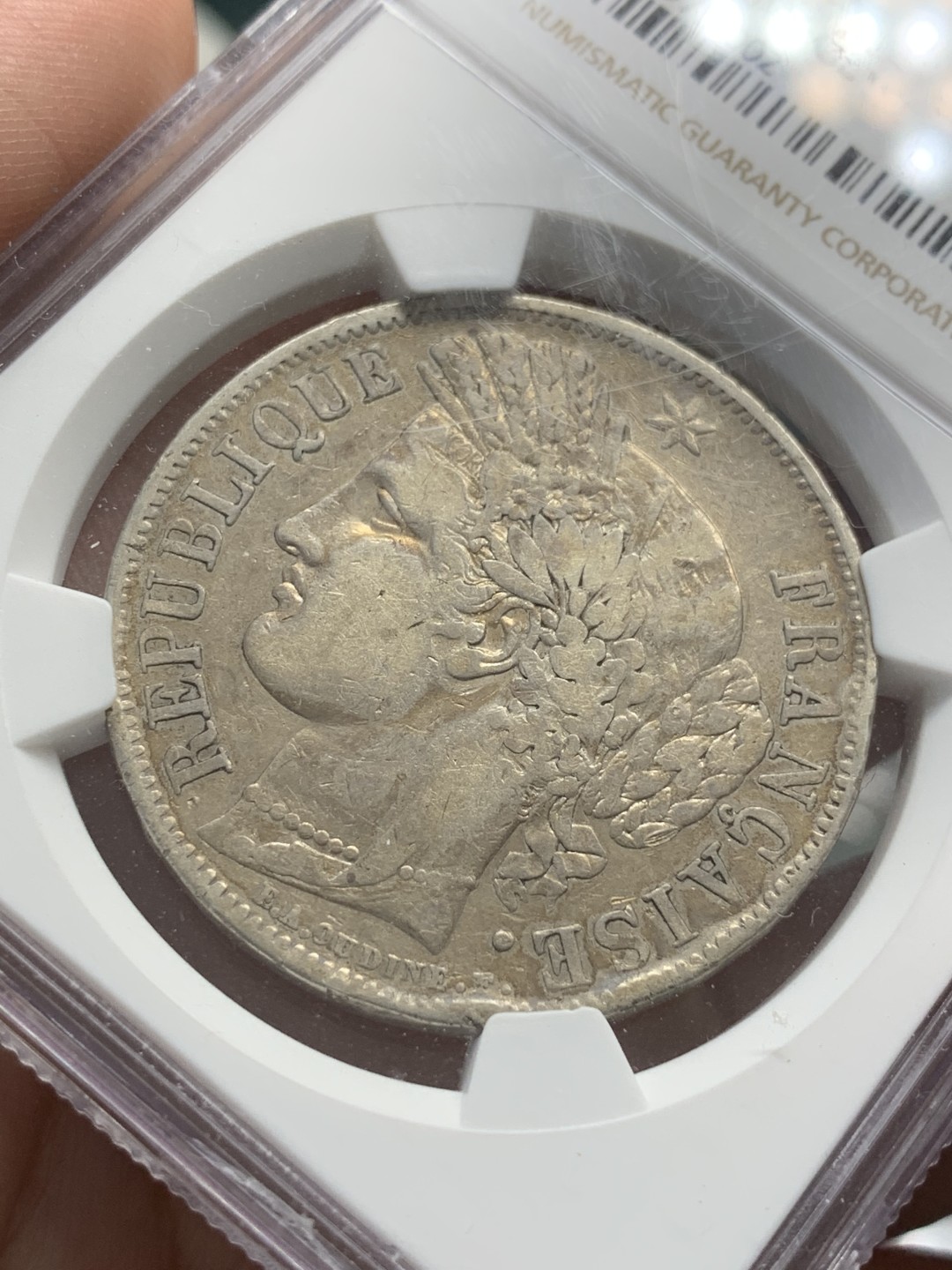 《竞宝斋》第89场-本周日，周一，周四，3场连拍（全场不限金额包邮） NGC-XFD  法国 1849年A 谷物女神 5法郎银币