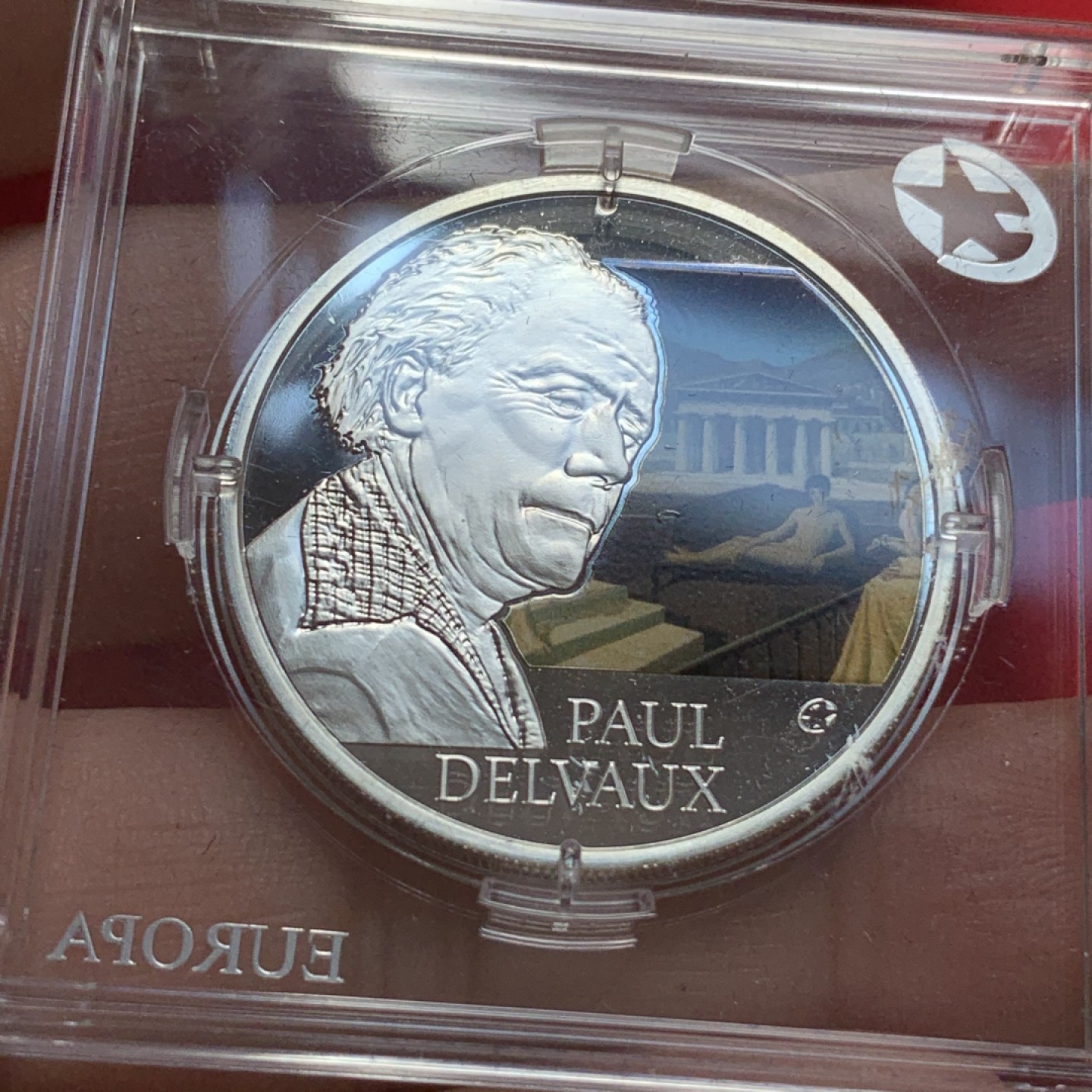 《竞宝斋》第89场-本周日，周一，周四，3场连拍（全场不限金额包邮） 比利时 2012年 保罗·德尔沃纪念 彩色 10欧元 大银币 18.75克 925银