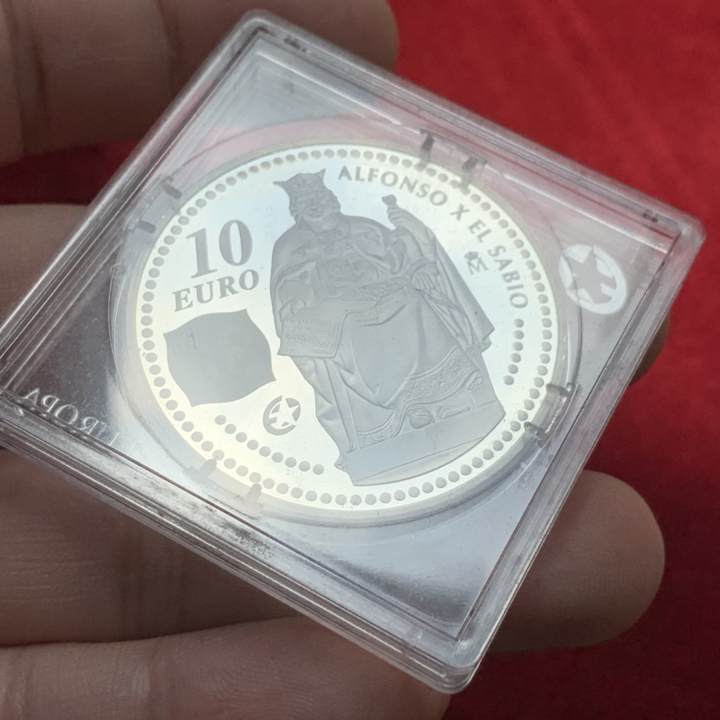 《竞宝斋》第89场-本周日，周一，周四，3场连拍（全场不限金额包邮） 西班牙 2008年 欧洲名人阿方索十世 10欧元 精制大银币 27克 925银