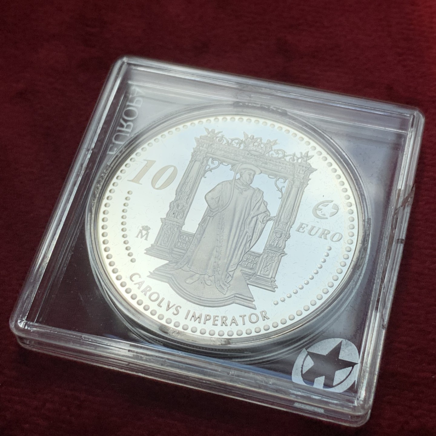 《竞宝斋》第89场-本周日，周一，周四，3场连拍（全场不限金额包邮） 西班牙 2006年 欧洲杰出人物卡洛斯五世 10欧元 精制大银币 27克 925银