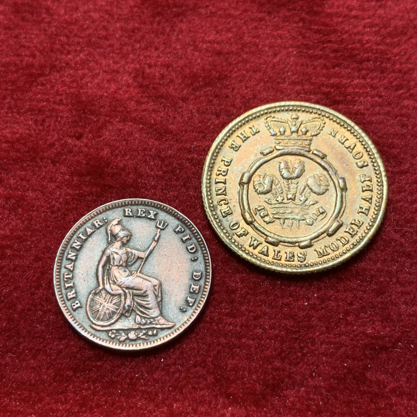 《竞宝斋》第89场-本周日，周一，周四，3场连拍（全场不限金额包邮） 英国 铜代币 臆造币一对