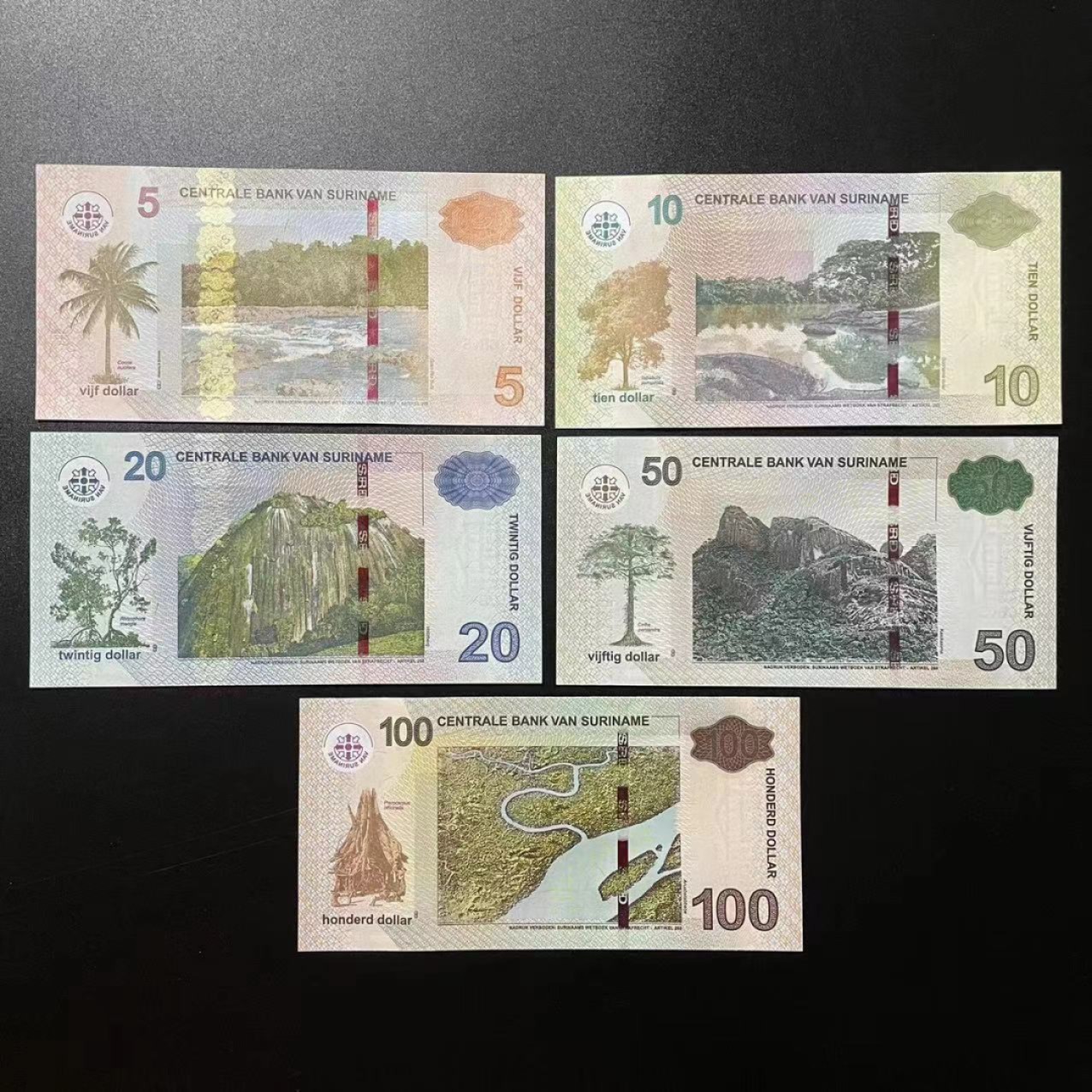 《外钞收藏家》第一百九十七期 2019年苏里南一套五张 全新UNC