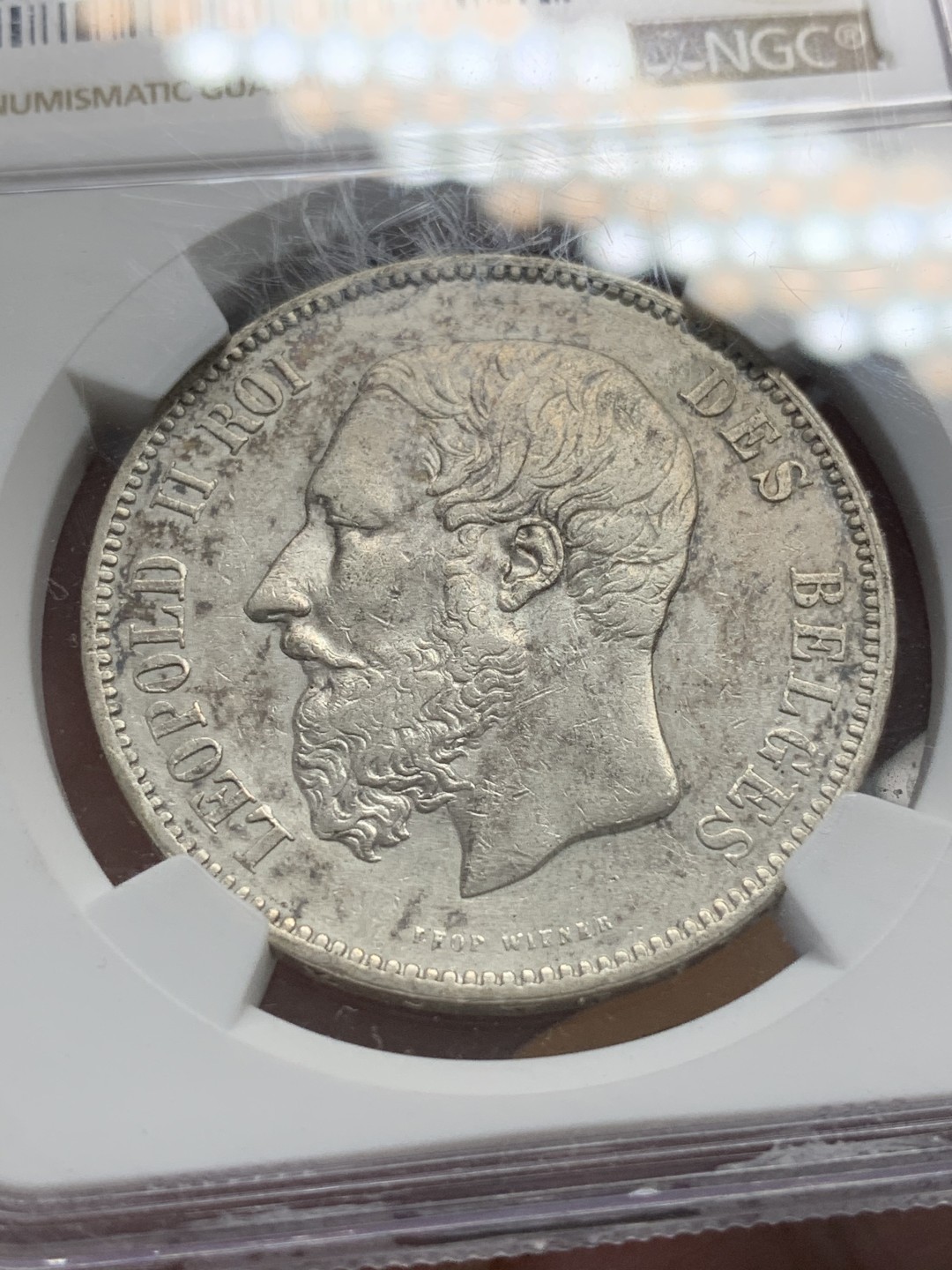 《竞宝斋》第89场-本周日，周一，周四，3场连拍（全场不限金额包邮） NGC-XFD  比利时 1873年 5法郎银币  