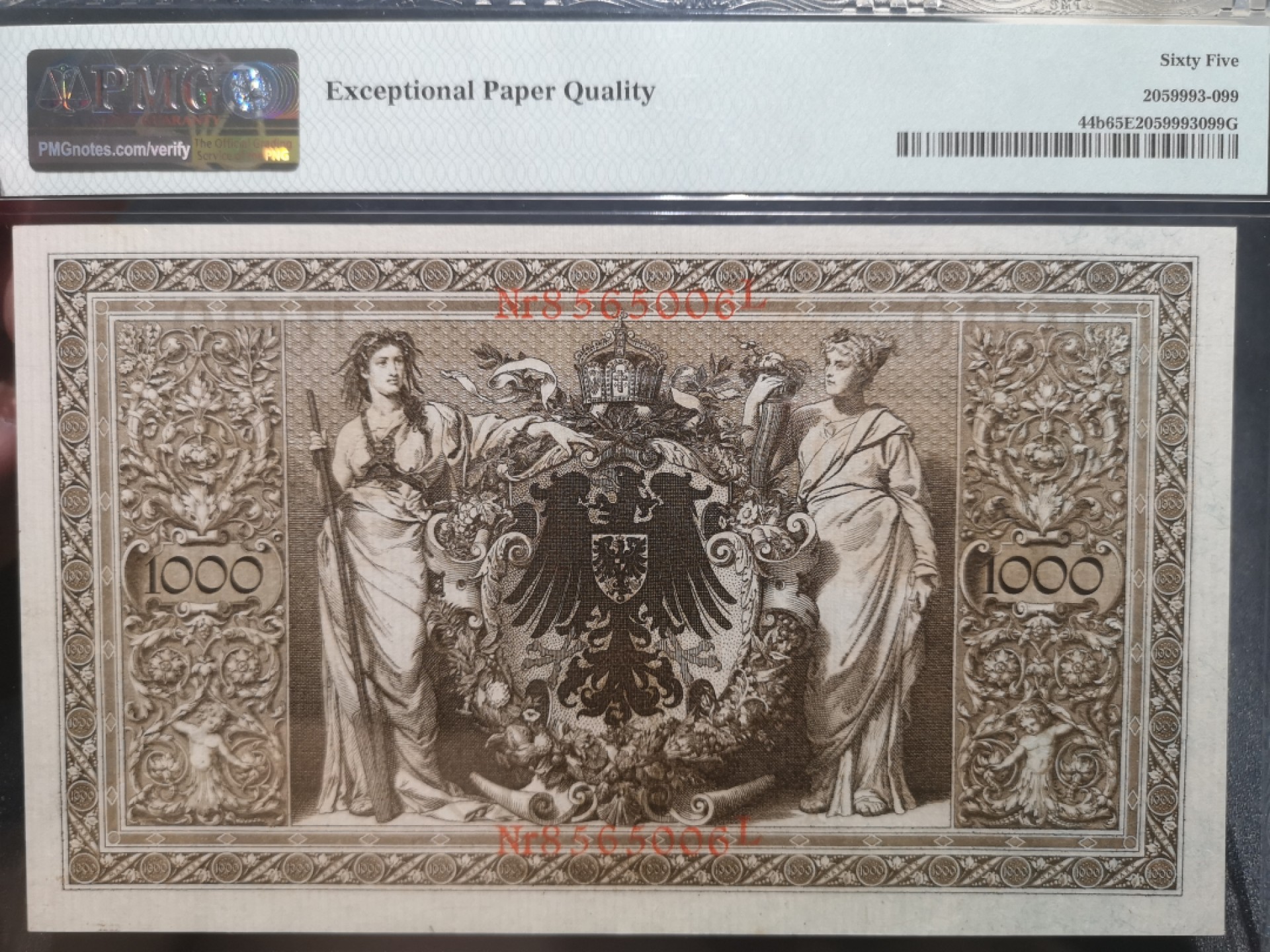 《外钞收藏家》第一百九十七期 1910年德国1000马克 PMG65 超大票幅 无47