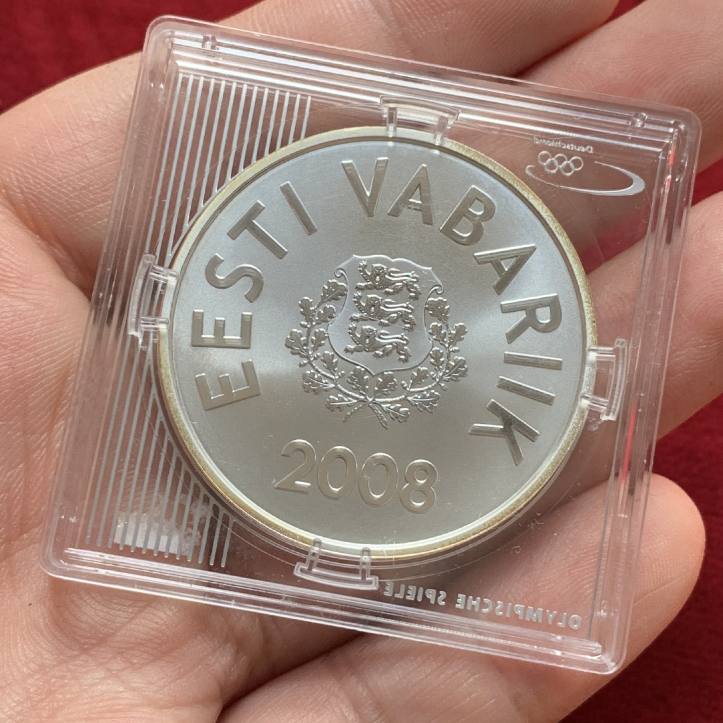 《竞宝斋》第89场-本周日，周一，周四，3场连拍（全场不限金额包邮） 爱沙尼亚 2008年 纪念北京奥运 10克朗大银币 28.28克 999银 非常稀少