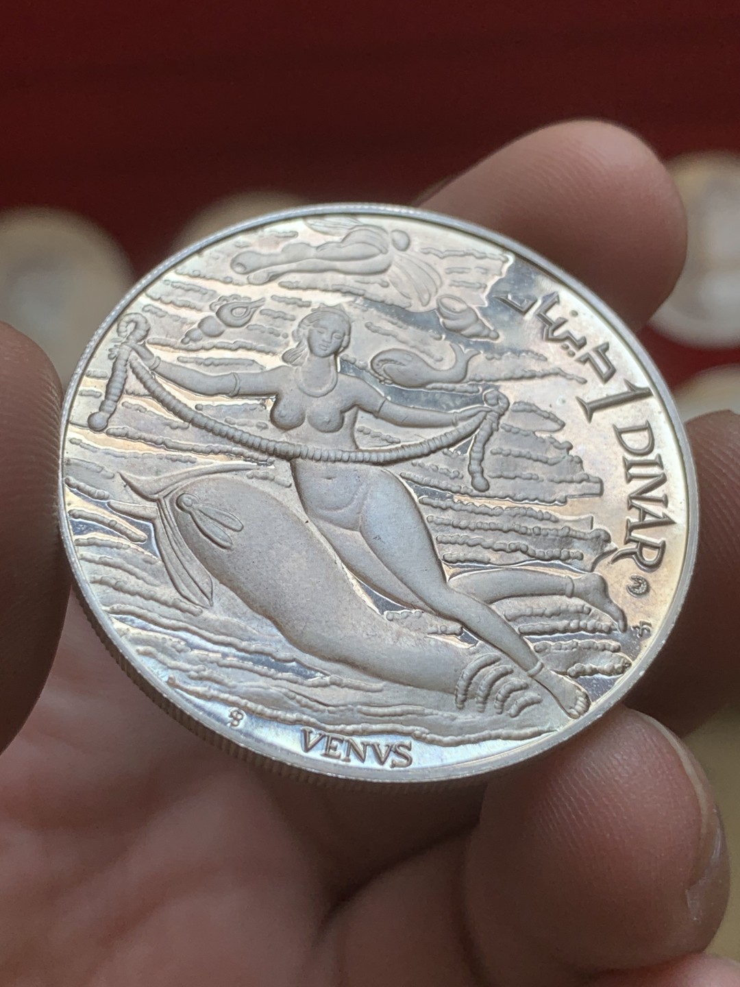 《竞宝斋》第89场-本周日，周一，周四，3场连拍（全场不限金额包邮） 大红盒 突尼斯1969年 10枚1第纳尔精制大银币套装 疯涨的品种