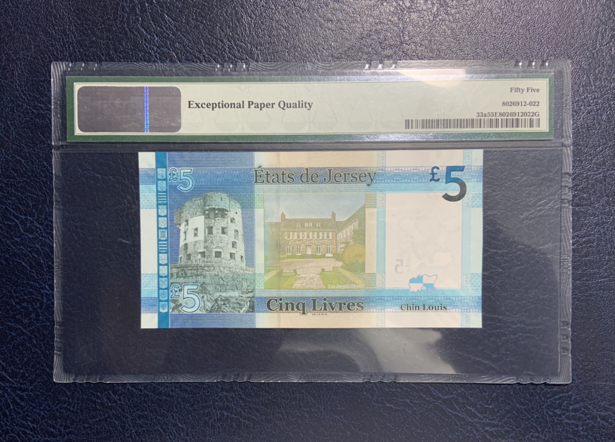 收藏联盟Quantum Auction 第187期拍卖 泽西岛2010年5镑 PMG55e