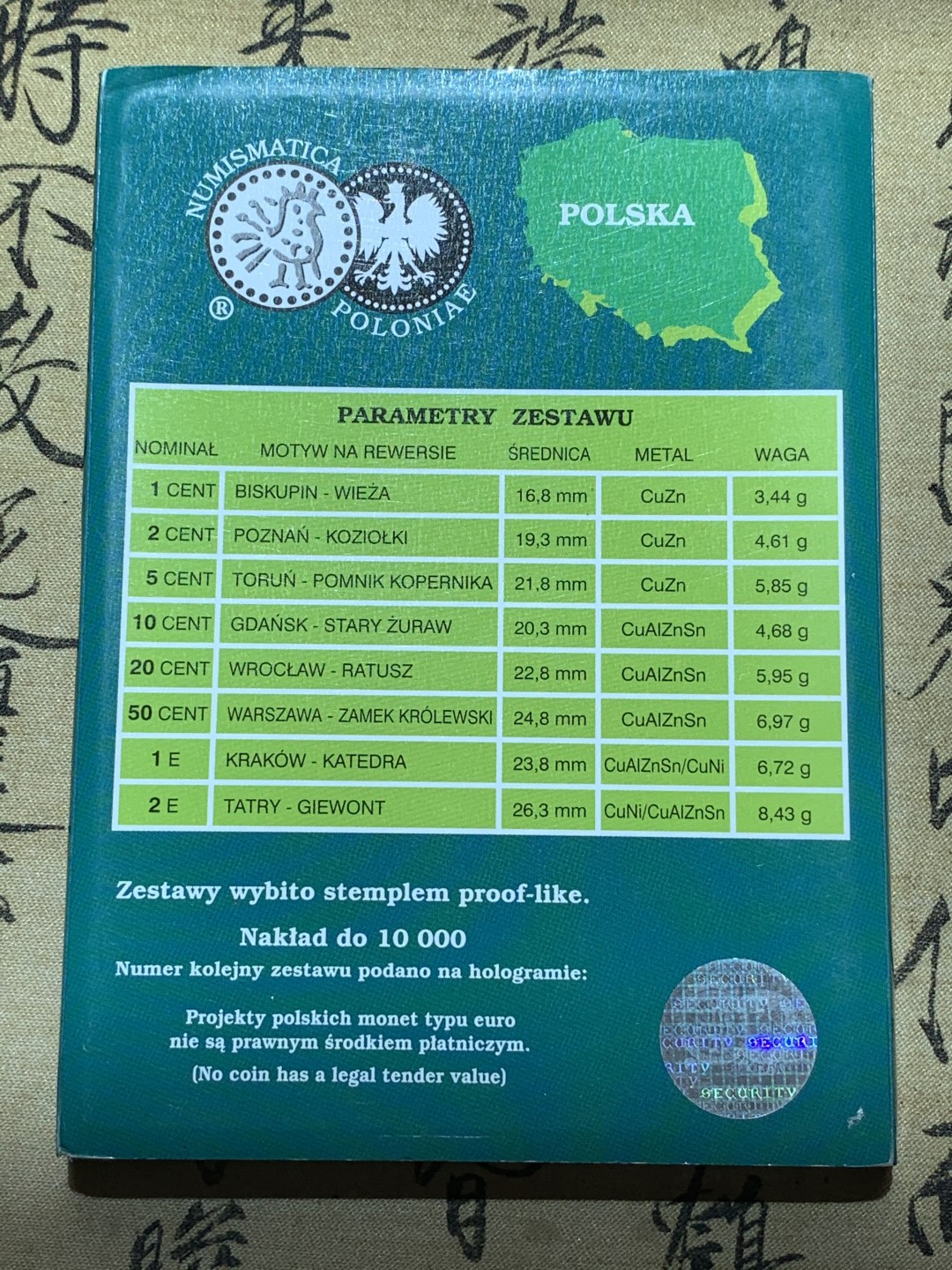 《竞宝斋》第89场-本周日，周一，周四，3场连拍（全场不限金额包邮） 波兰 2004年 ESSAI厂 试铸欧元样币 1分到2欧元 一共8枚 非常少见