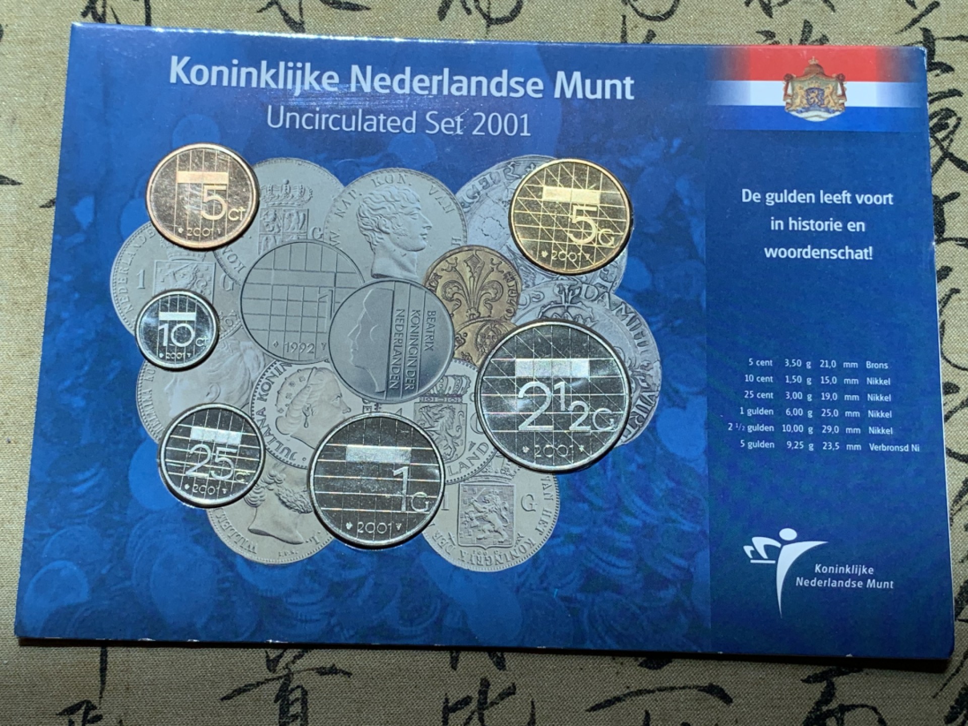 《竞宝斋》第89场-本周日，周一，周四，3场连拍（全场不限金额包邮） 卡装 荷兰2001年 欧元前最后一套本国货币 朱丽安娜六枚套 