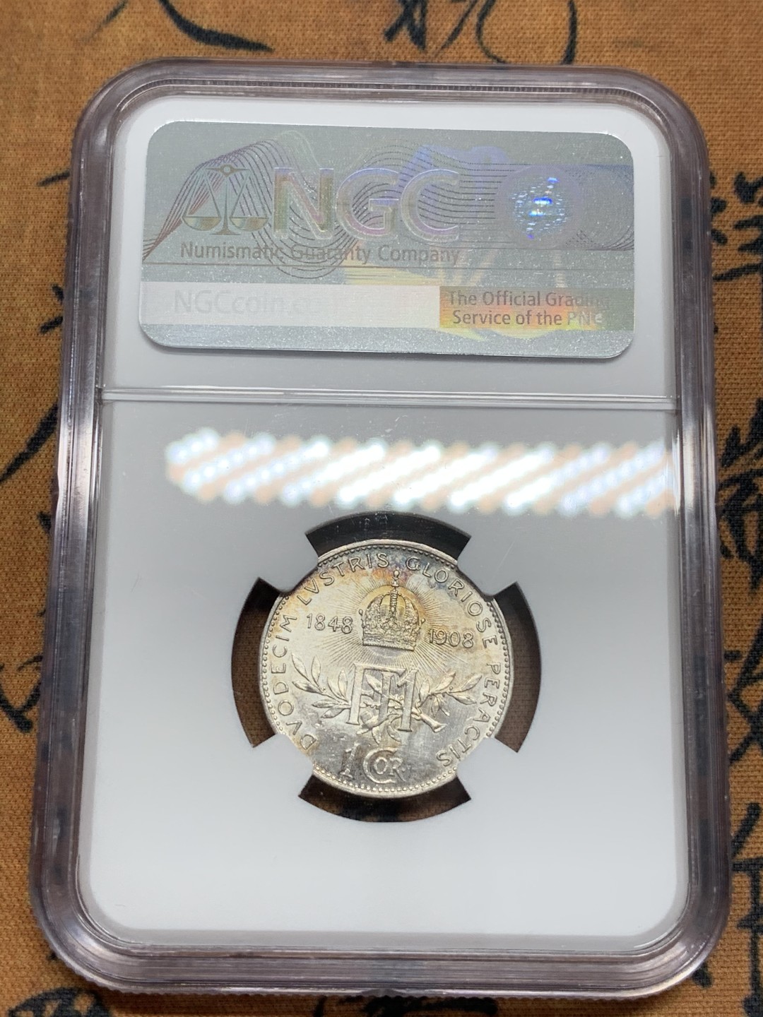 《竞宝斋》第89场-本周日，周一，周四，3场连拍（全场不限金额包邮） NGC-UNC 1908年奥地利60周年1克朗