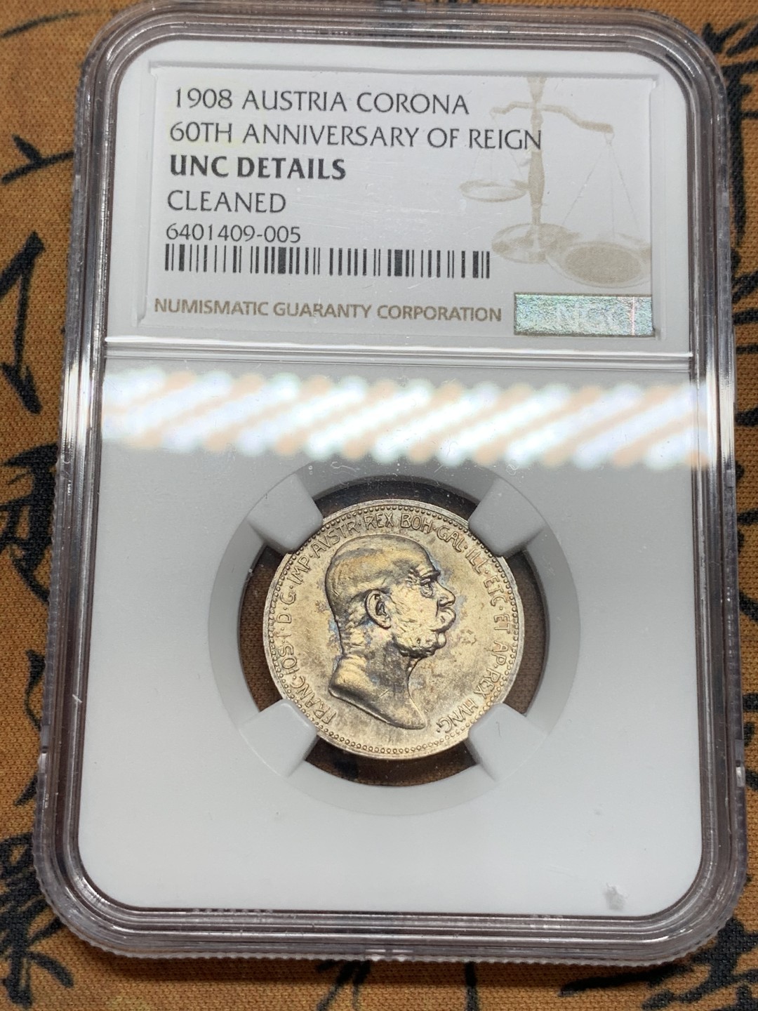 《竞宝斋》第89场-本周日，周一，周四，3场连拍（全场不限金额包邮） NGC-UNC 1908年奥地利60周年1克朗