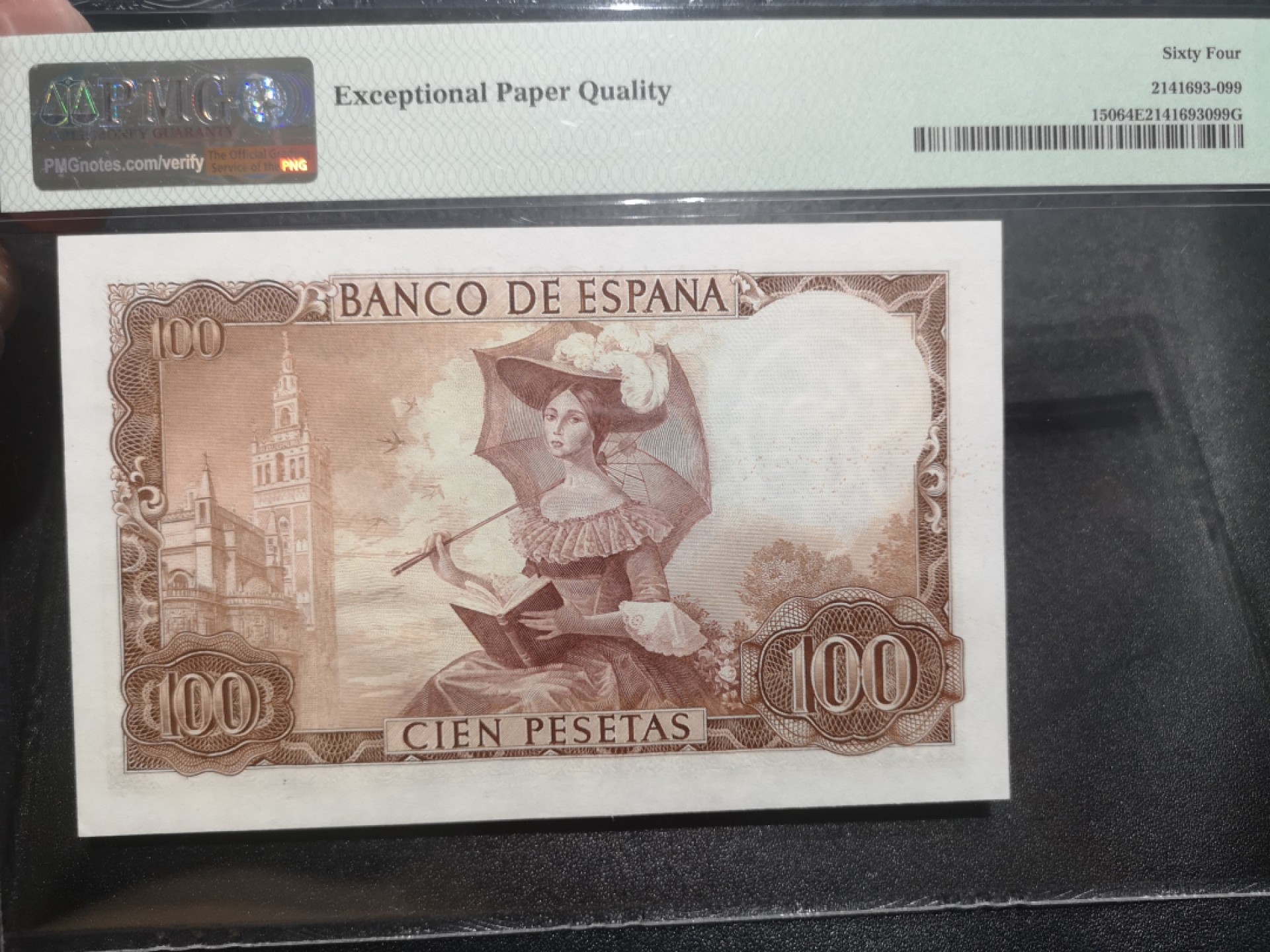 《外钞收藏家》第一百九十七期 1965年西班牙100比塞塔 PMG64