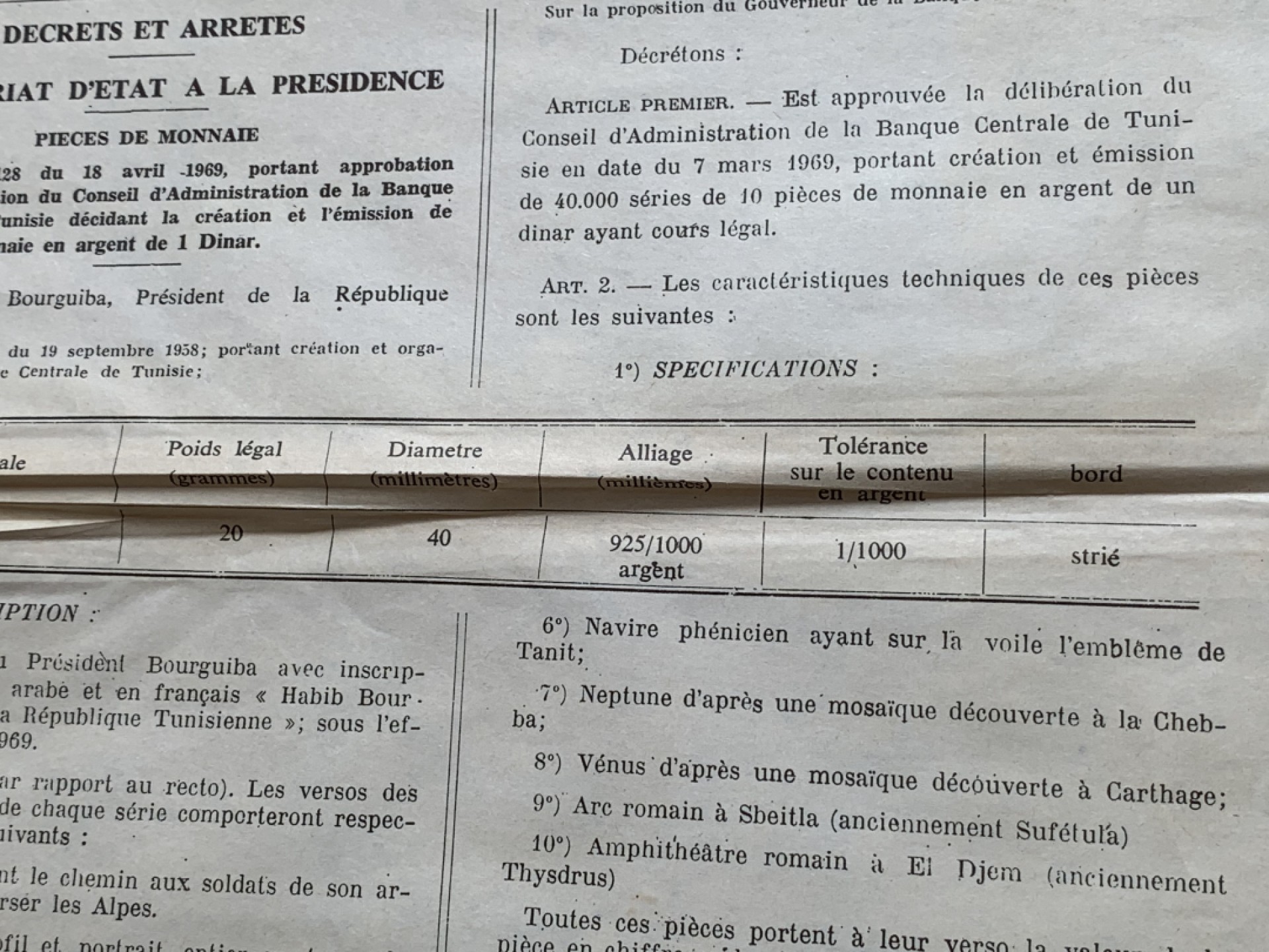 《竞宝斋》第89场-本周日，周一，周四，3场连拍（全场不限金额包邮） 大红盒 突尼斯1969年 10枚1第纳尔精制大银币套装 疯涨的品种