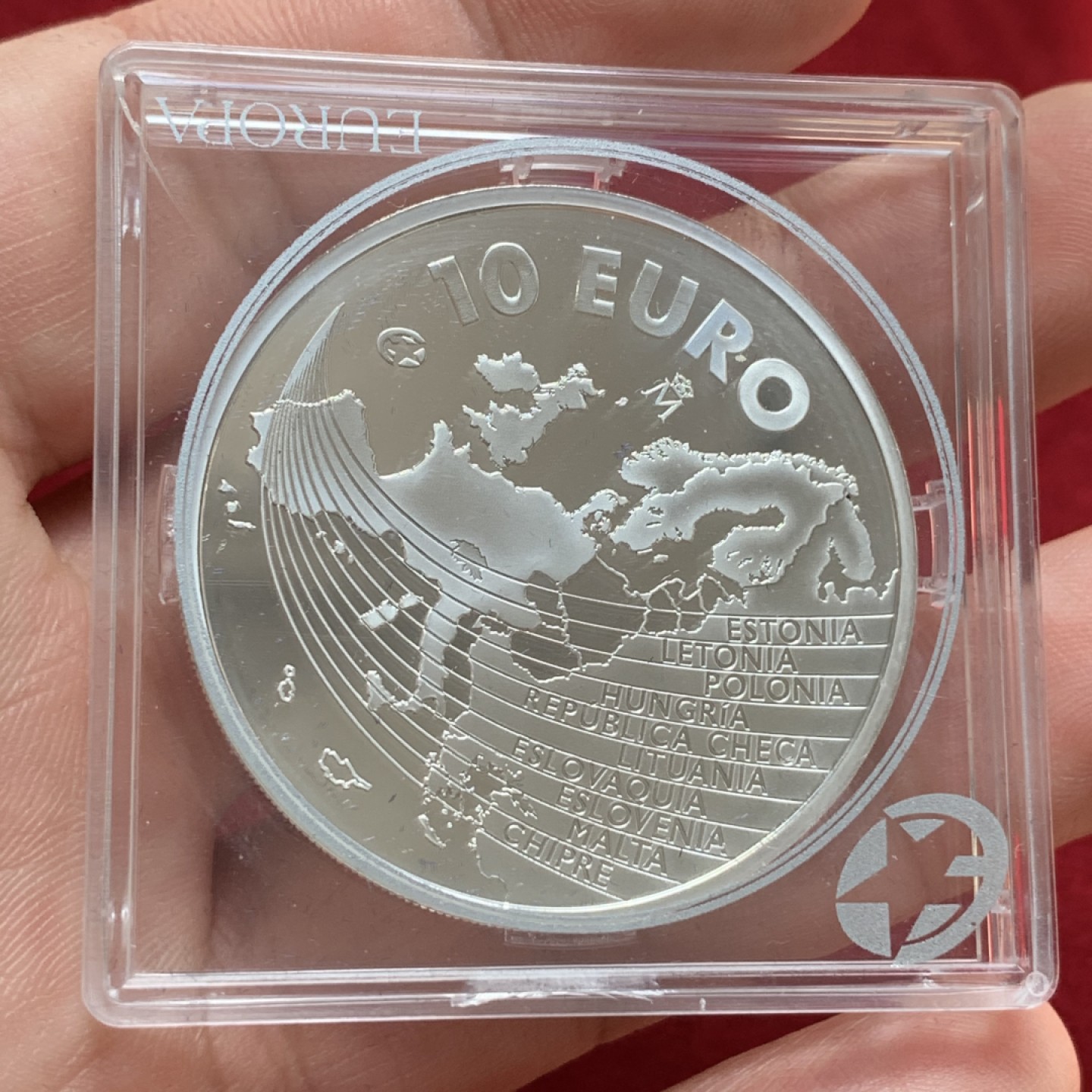 《竞宝斋》第89场-本周日，周一，周四，3场连拍（全场不限金额包邮） 西班牙 2004年 扩大欧盟纪念 10欧元大银币 27克 925银