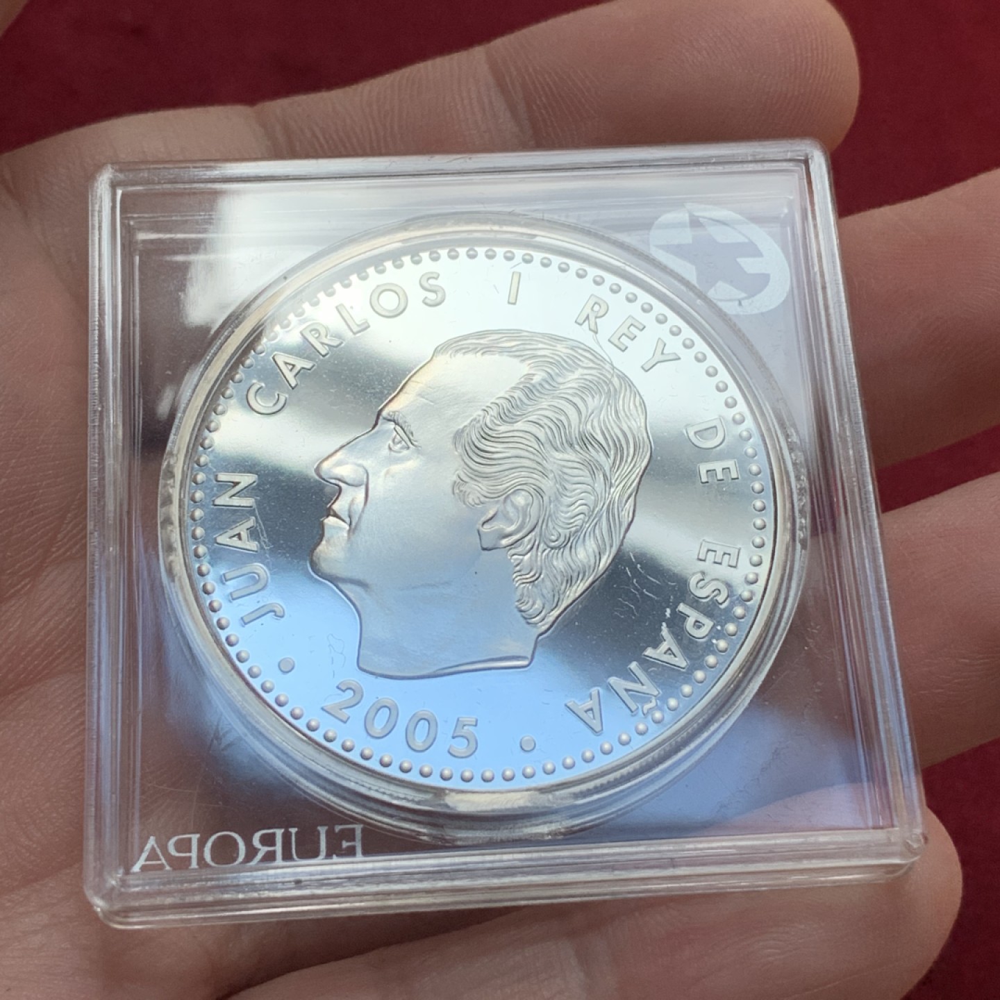 《竞宝斋》第89场-本周日，周一，周四，3场连拍（全场不限金额包邮） 西班牙 2005年 纪念欧洲和平自由六十周年10欧元银币 27克 925银