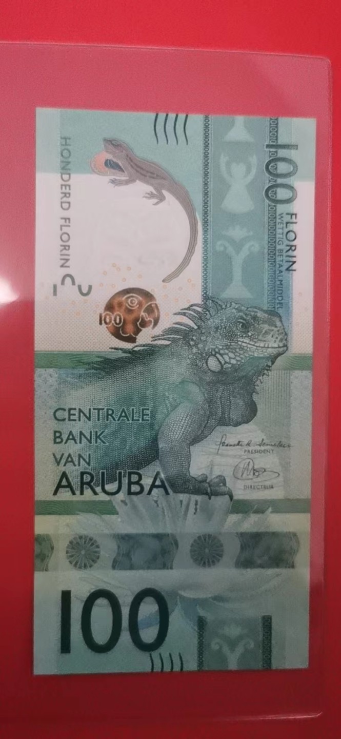 阿鲁巴2019年100弗罗林 A冠 首冠 美洲纸币 实物图 UNC