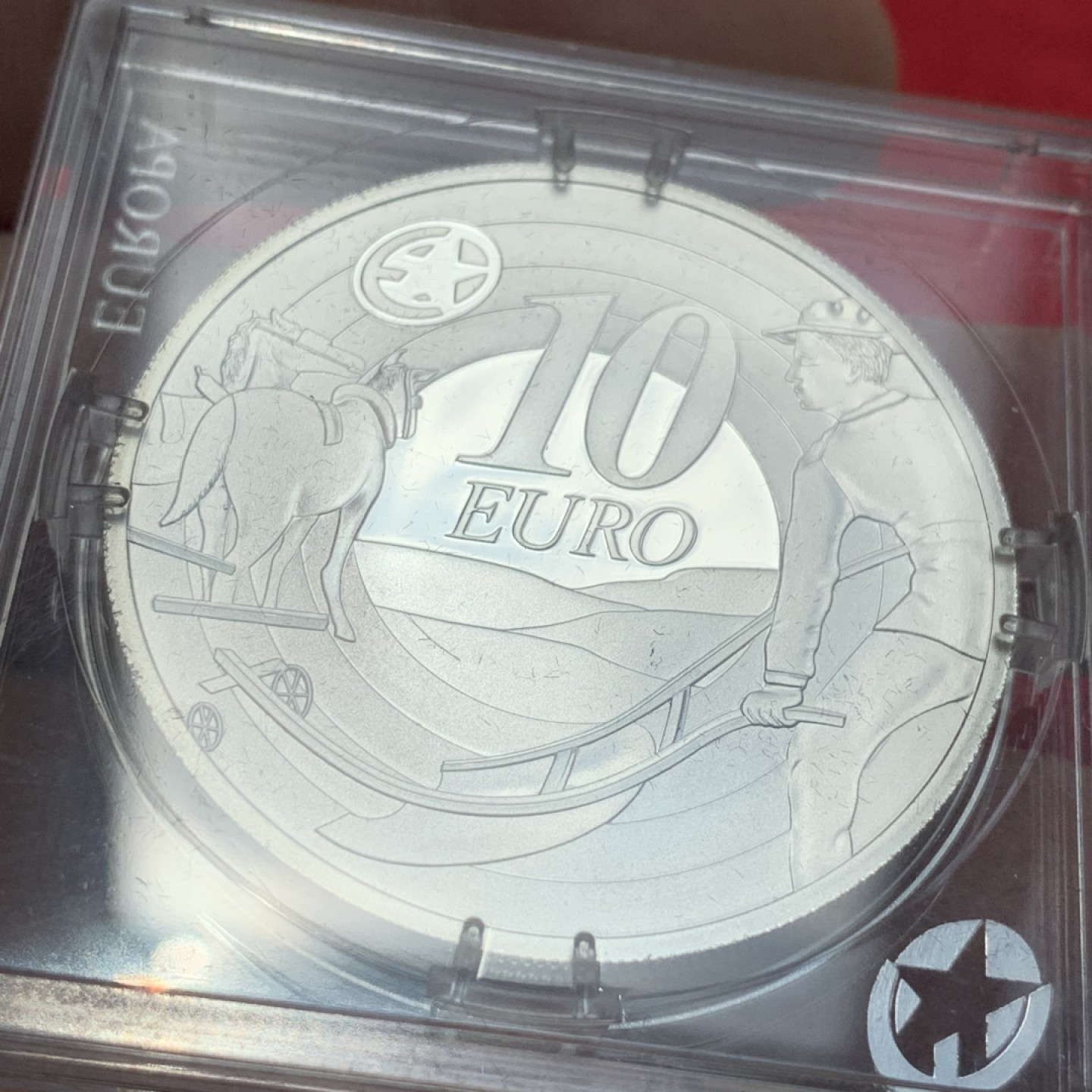 《竞宝斋》第89场-本周日，周一，周四，3场连拍（全场不限金额包邮） 爱尔兰 2009年 农夫耕田 10欧元 精制大银币 28.28克 925银