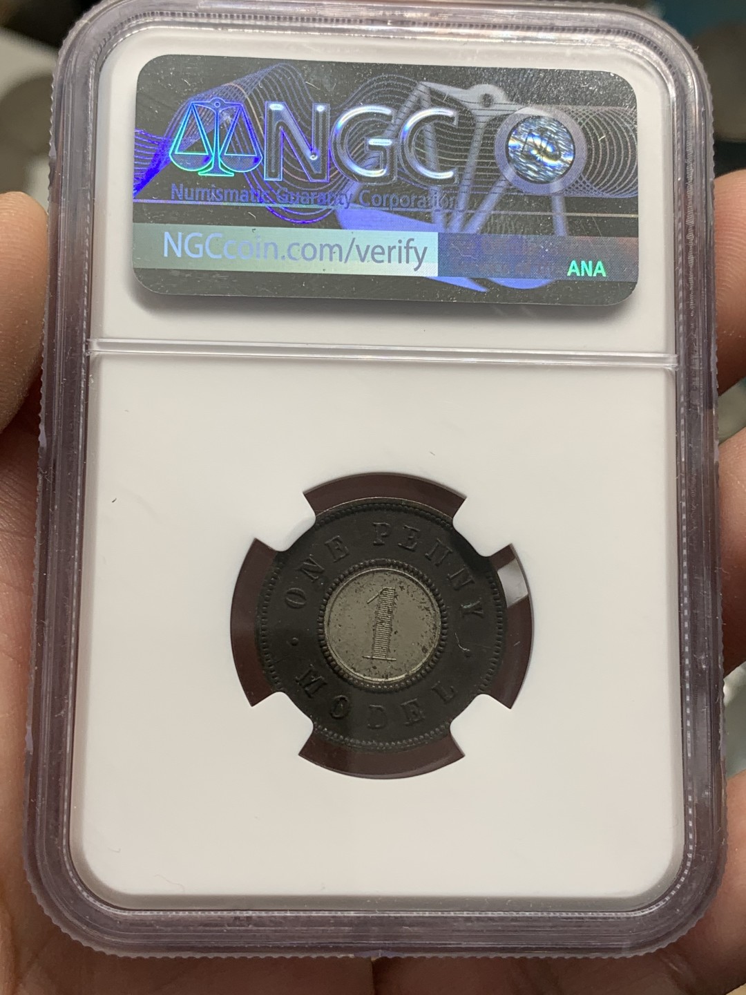 《竞宝斋》第89场-本周日，周一，周四，3场连拍（全场不限金额包邮） NGC-UNC 英国 1844年 维多利亚1便士 双色币 