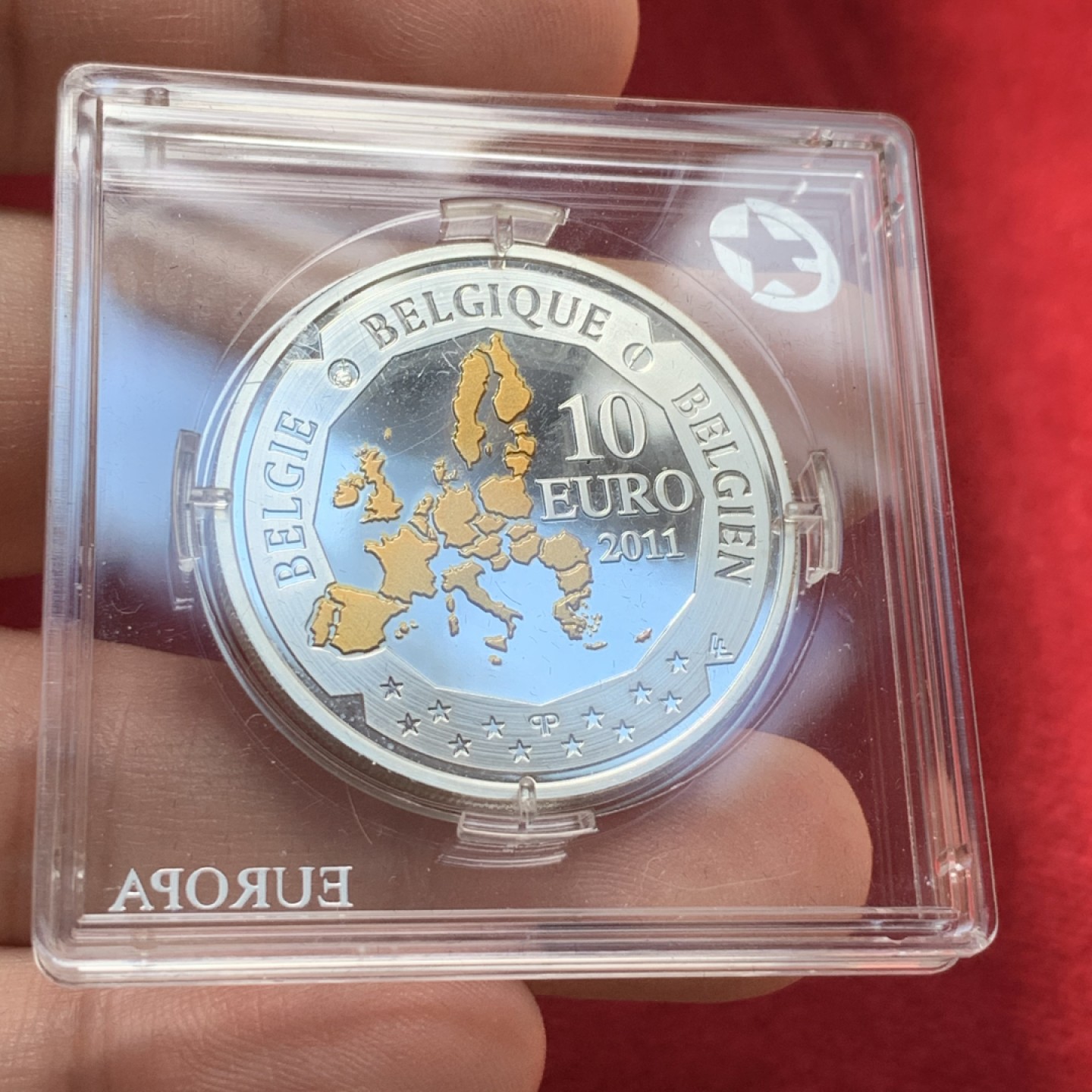 《竞宝斋》第89场-本周日，周一，周四，3场连拍（全场不限金额包邮） 比利时 2011年 深海勘探纪念 镀金 大银币 18.75克 925银