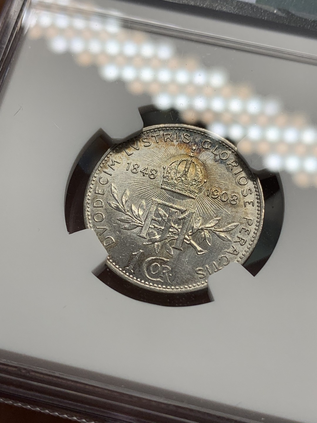 《竞宝斋》第89场-本周日，周一，周四，3场连拍（全场不限金额包邮） NGC-UNC 1908年奥地利60周年1克朗