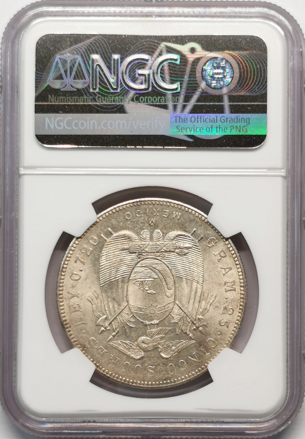 凡希社世界钱币微拍第二百零九期 1944厄瓜多尔5S大银NGC-MS62