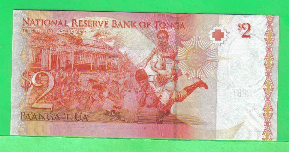 汤加2008年(2009年)2潘加 A冠 克劳斯目录P-38 大洋洲纸币 实物图 UNC    