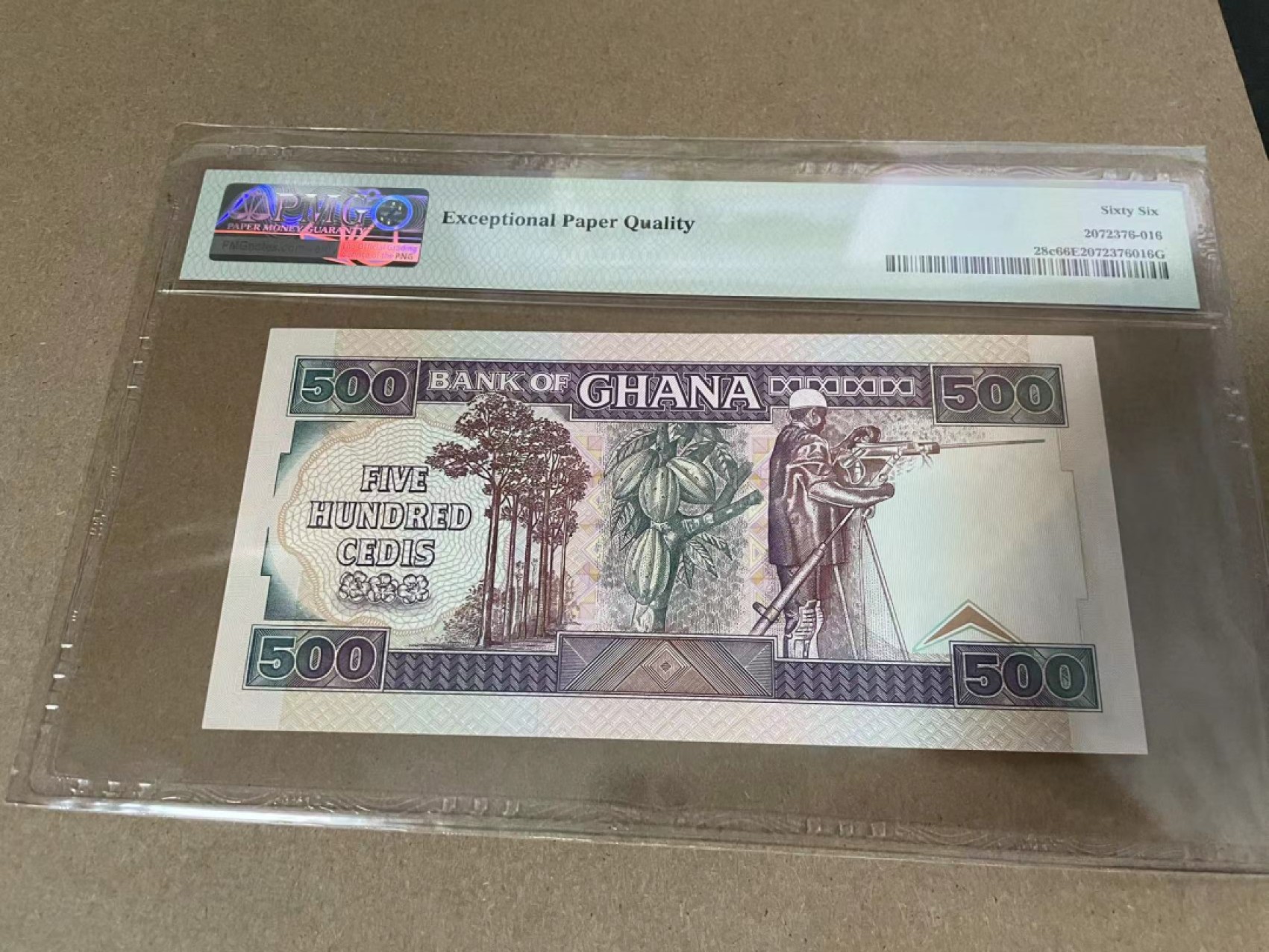 【Blue Auction】✨世界纸币精拍第218期【精】——安彻尔和安娜 【无47】加纳 1991-94年500塞地 PMG66EPQ 