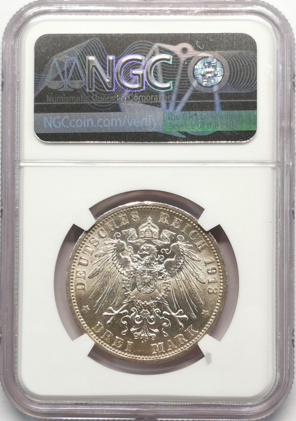 凡希社世界钱币微拍第二百零九期 1913普鲁士3马克NGC-MS61