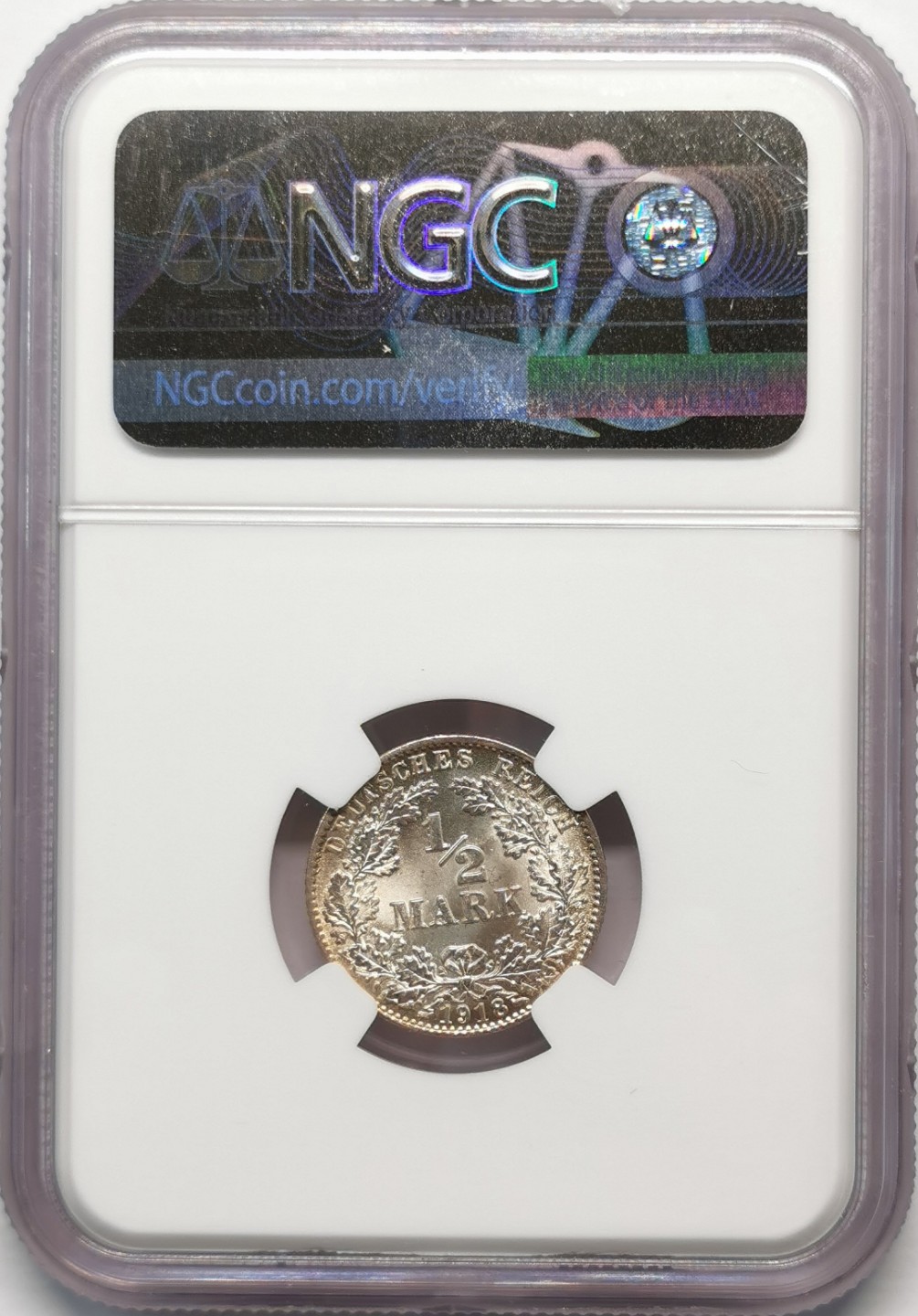 凡希社世界钱币微拍第二百零九期 1918德国鹰1/2马克银币NGC-MS67高分！