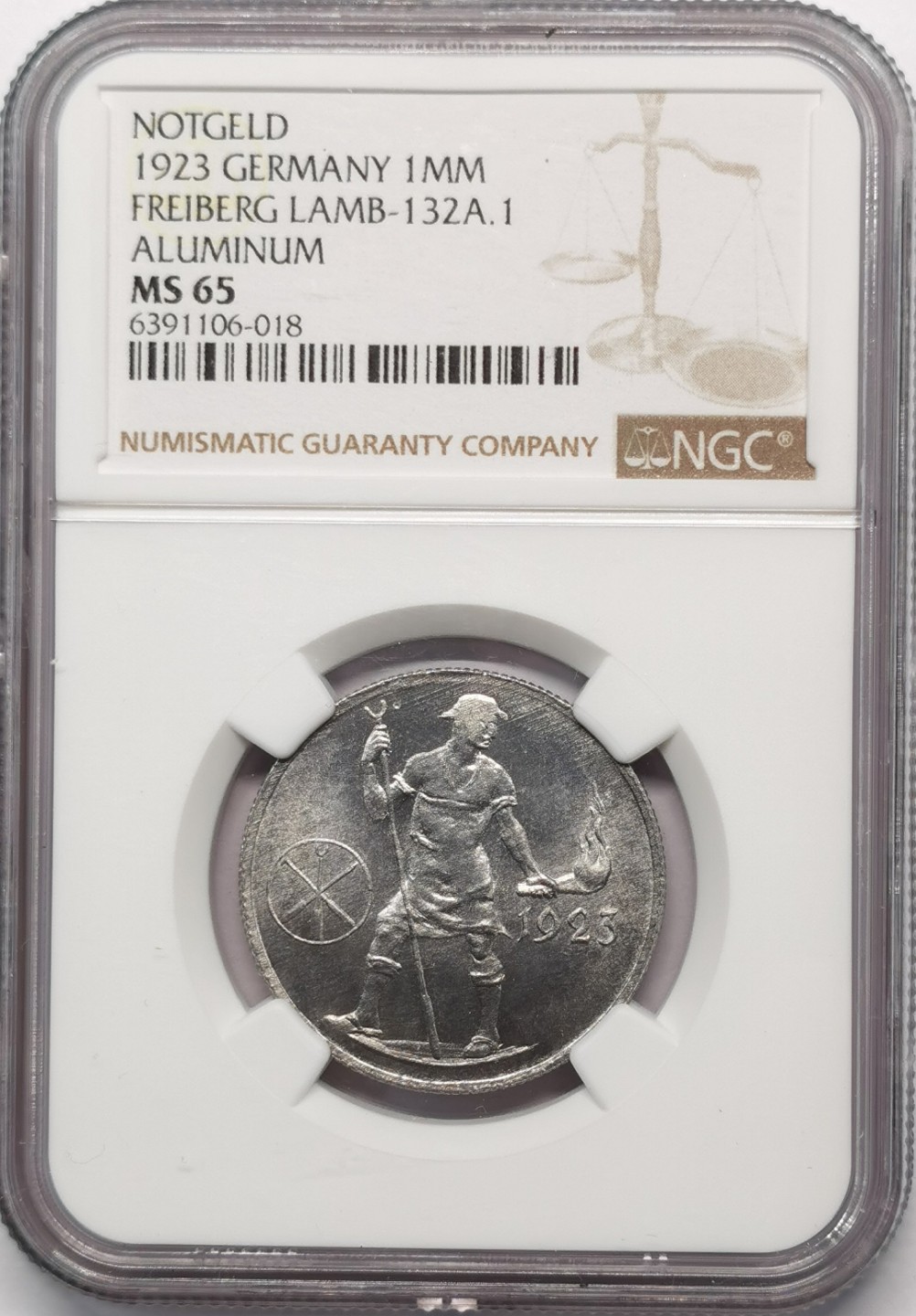 凡希社世界钱币微拍第二百零九期 1923德紧弗莱堡1百万马克NGC-MS65