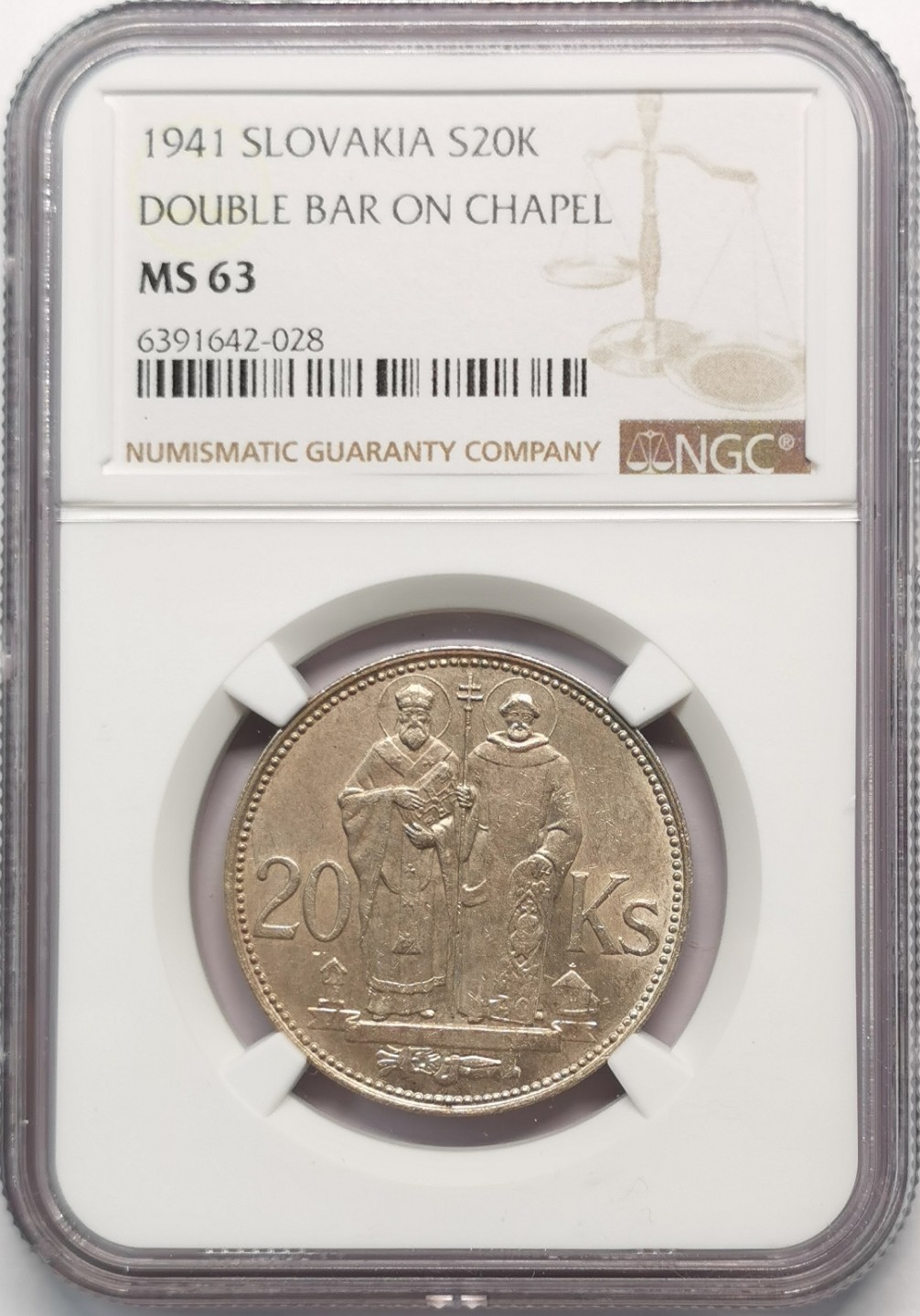 凡希社世界钱币微拍第二百零九期 1941斯洛伐克20克朗纪念银币NGC-MS63