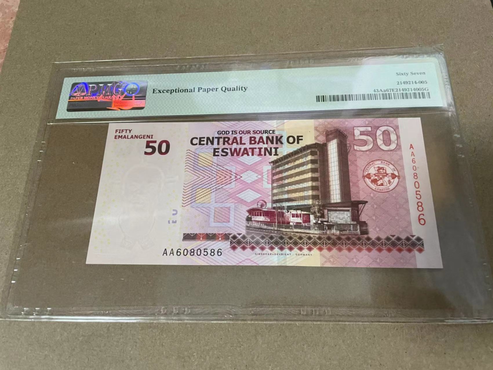 【Blue Auction】✨世界纸币精拍第218期【精】——安彻尔和安娜 【AA冠无47】斯威士兰 2018年50Emalangeni PMG67EPQ 