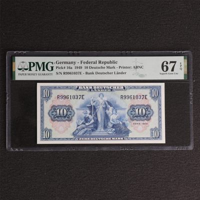 【亘邦集藏】第129期拍卖 - 1949年 德国10马克 PMG 67EPQ R9961037E