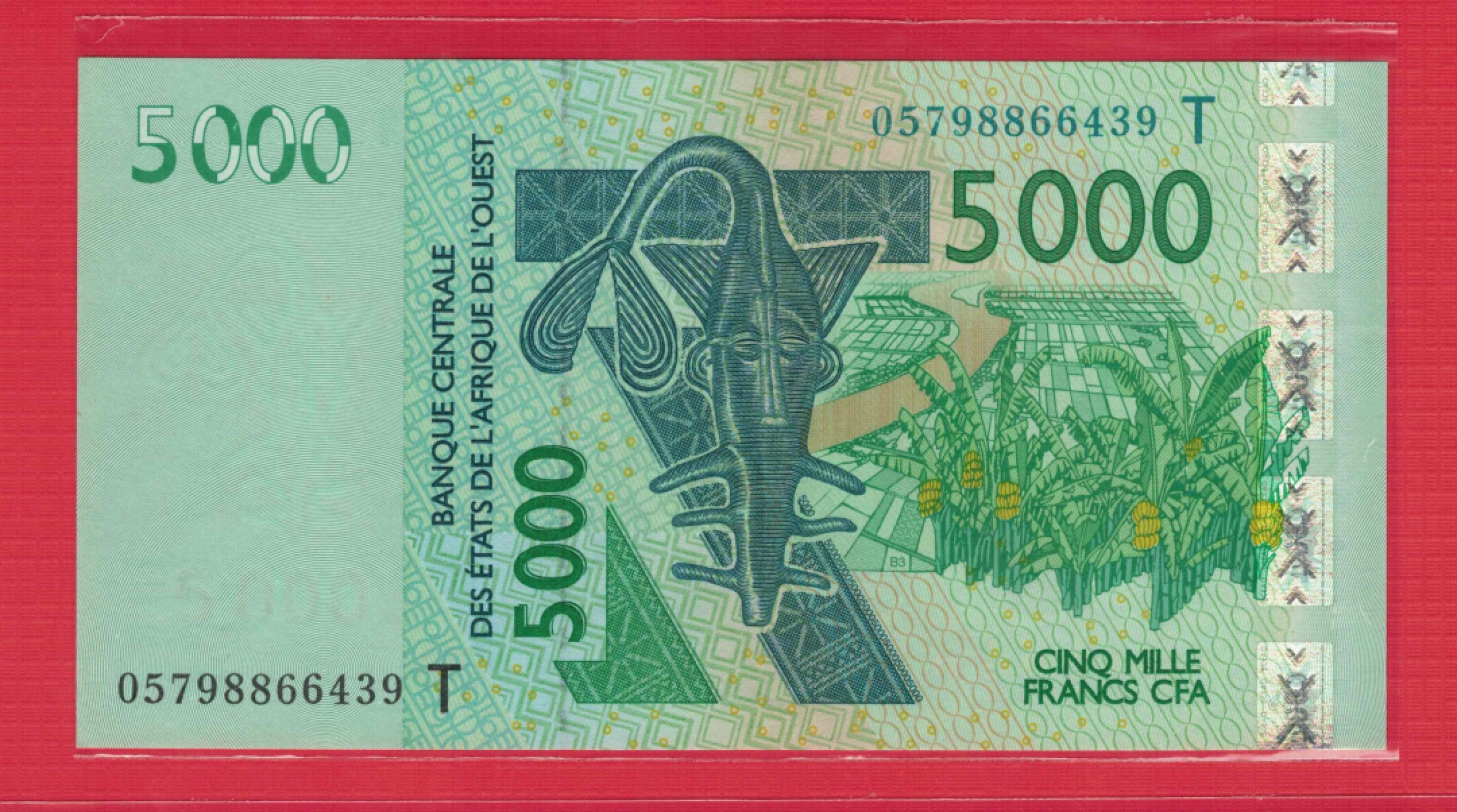 西非2003年(2005年)5000法郎 多哥 字母T 非洲纸币 UNC