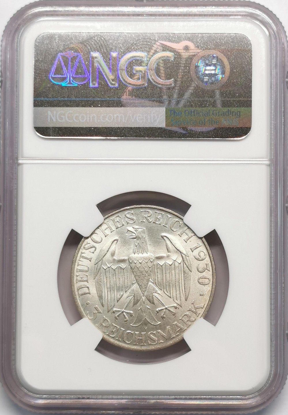凡希社世界钱币微拍第二百零九期 1930D魏玛齐柏林飞艇3马克NGC-MS65