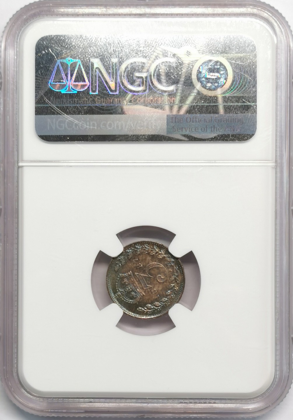 凡希社世界钱币微拍第二百零九期 1887英国老维3便士银币NGC-MS64五彩！