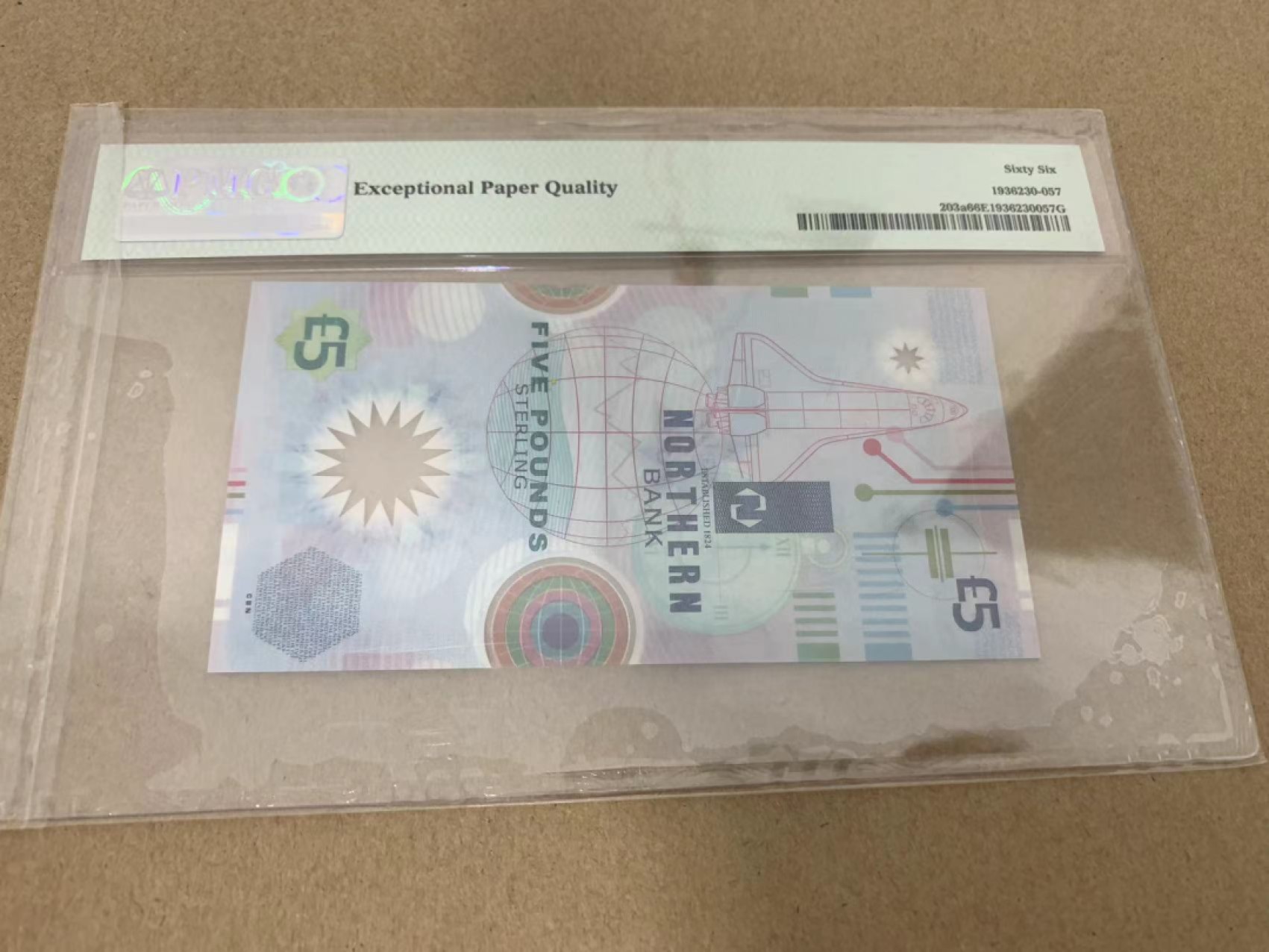 【Blue Auction】✨世界纸币精拍第218期【精】——安彻尔和安娜 【9366号】北爱尔兰 1999年5镑 PMG66EPQ 纪念钞