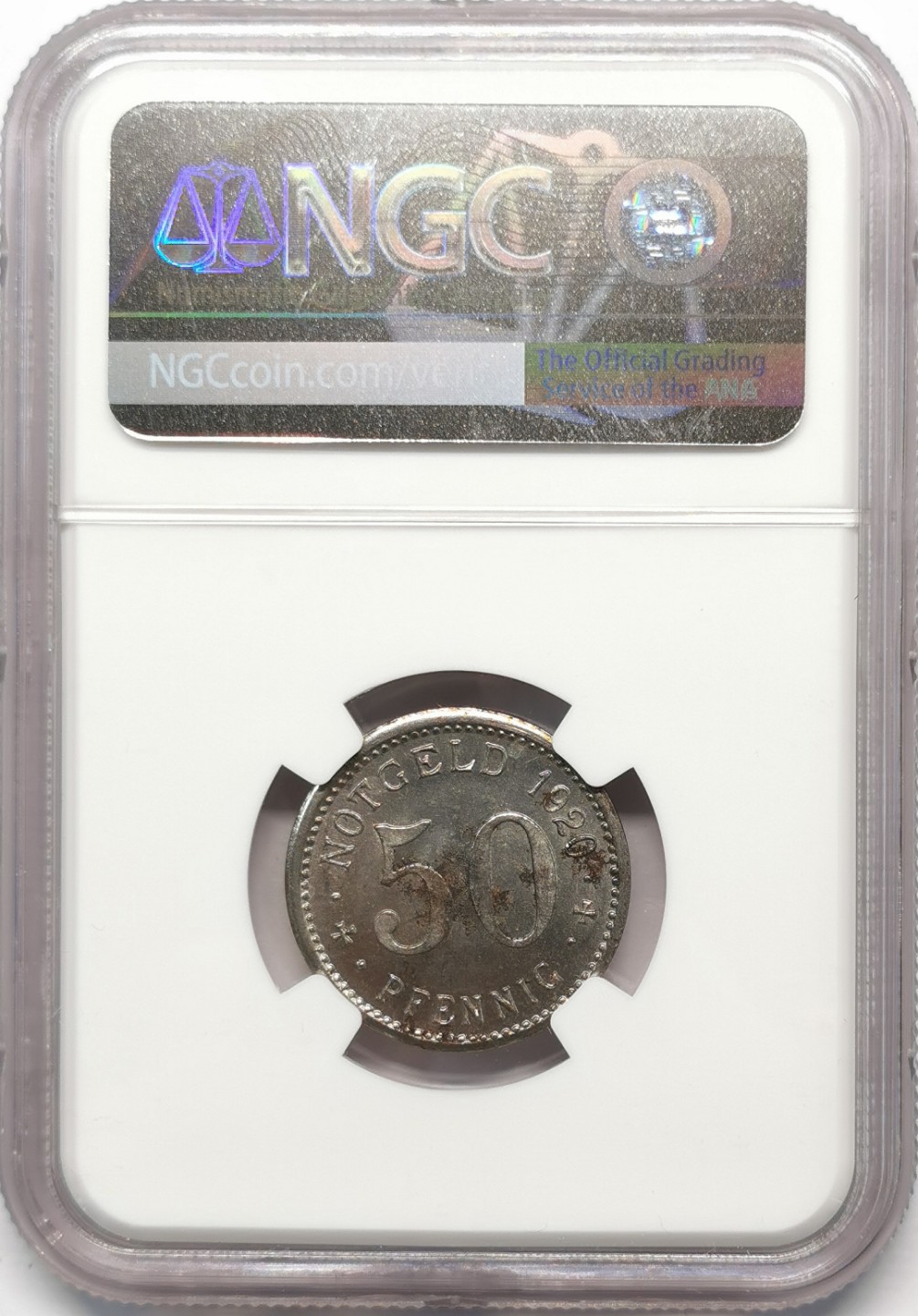 凡希社世界钱币微拍第二百零九期 1919德紧门登洞熊50芬尼铝币NGC-UNCD