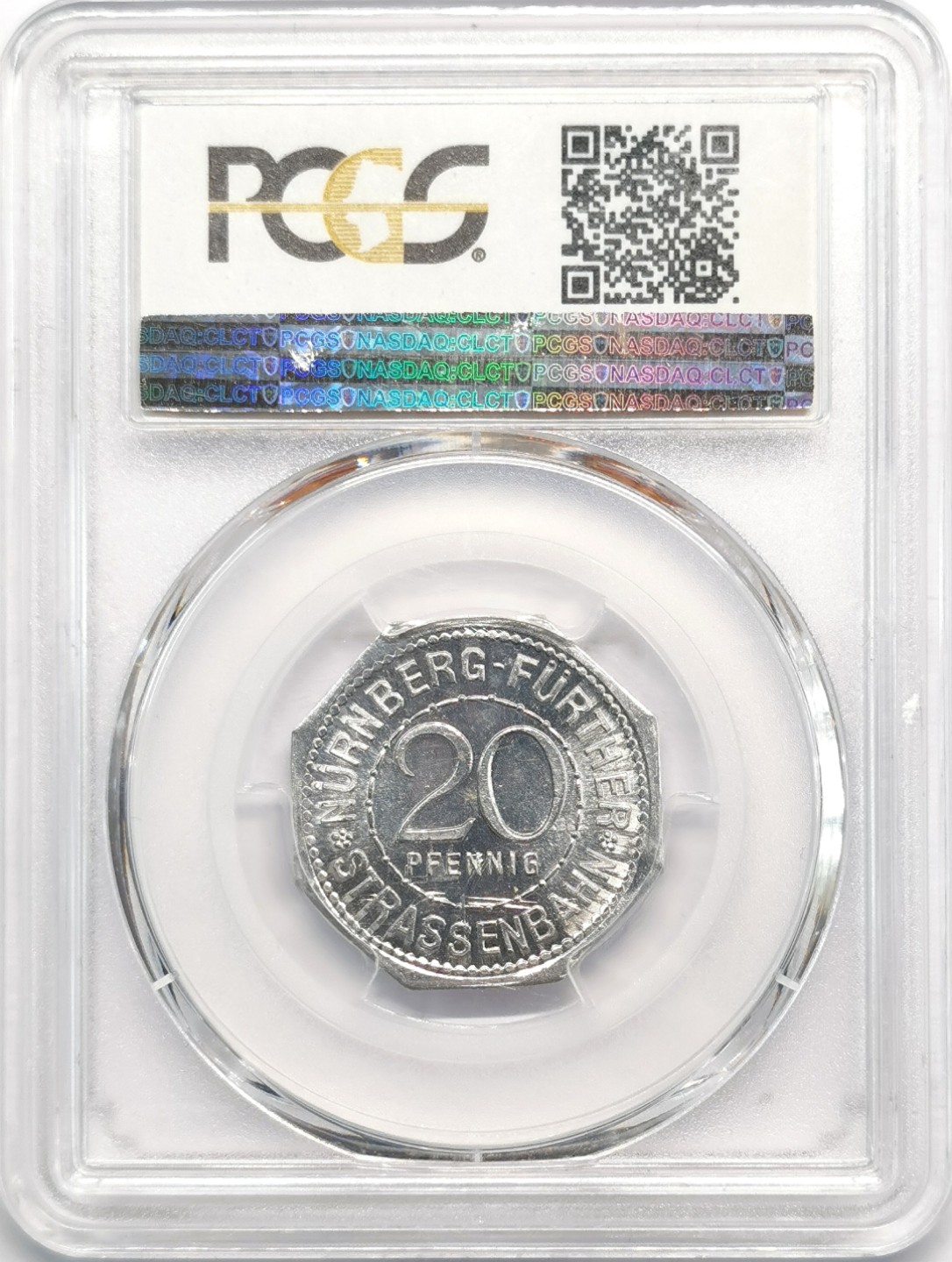 凡希社世界钱币微拍第二百零九期 德国纽伦堡电车20芬尼代用币PCGS-MS65
