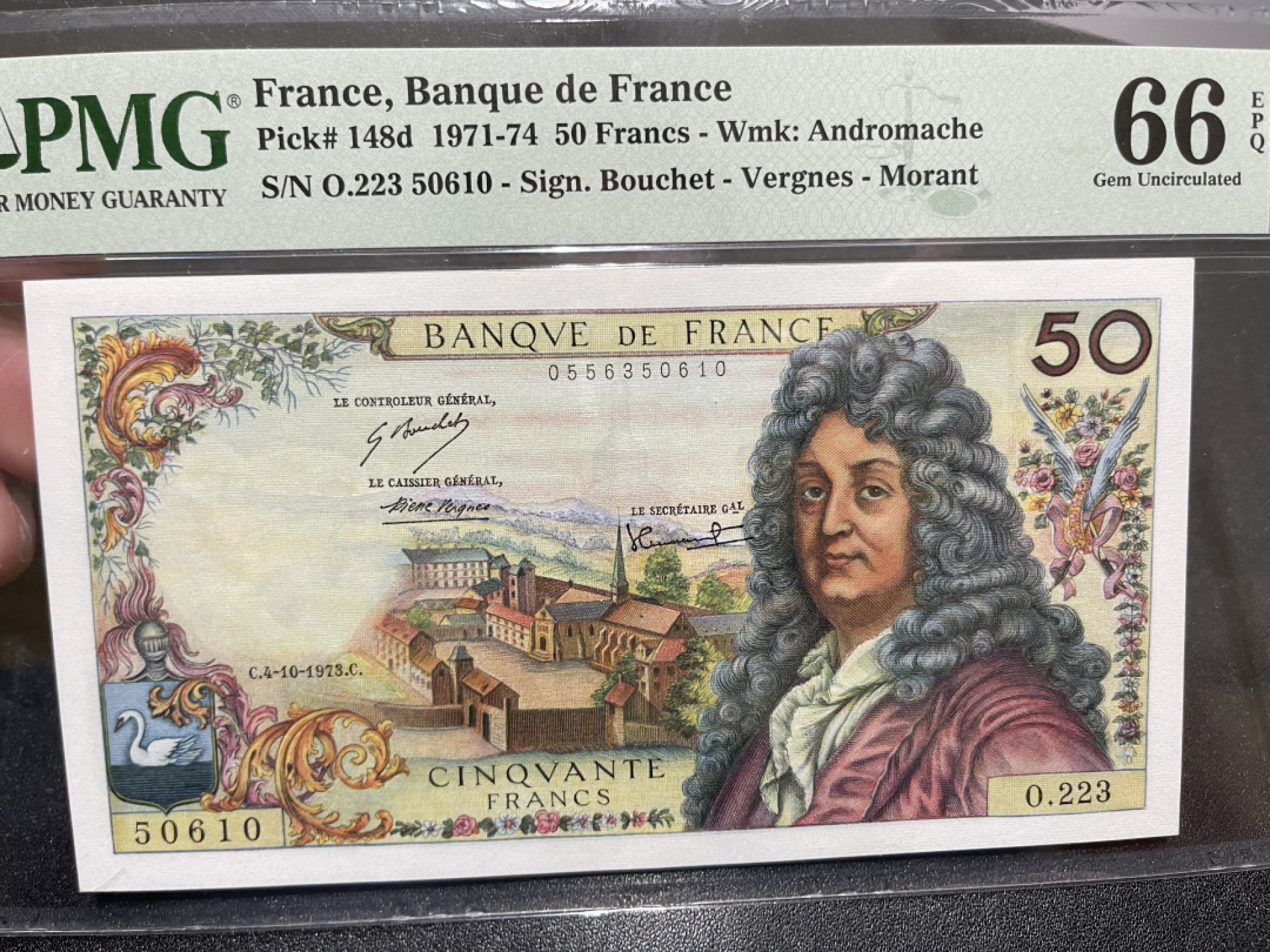 《外钞收藏家》第一百九十八期 1973年法国50法郎 拉辛 无47 PMG66 稀少