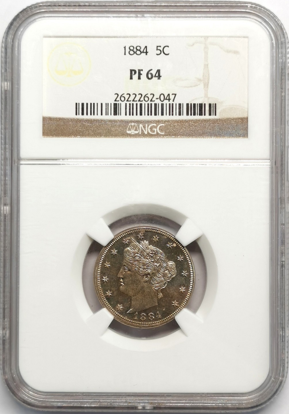 凡希社世界钱币微拍第二百零九期 荐！1884美国barber精铸5美分NGC-PF64视觉感极佳！