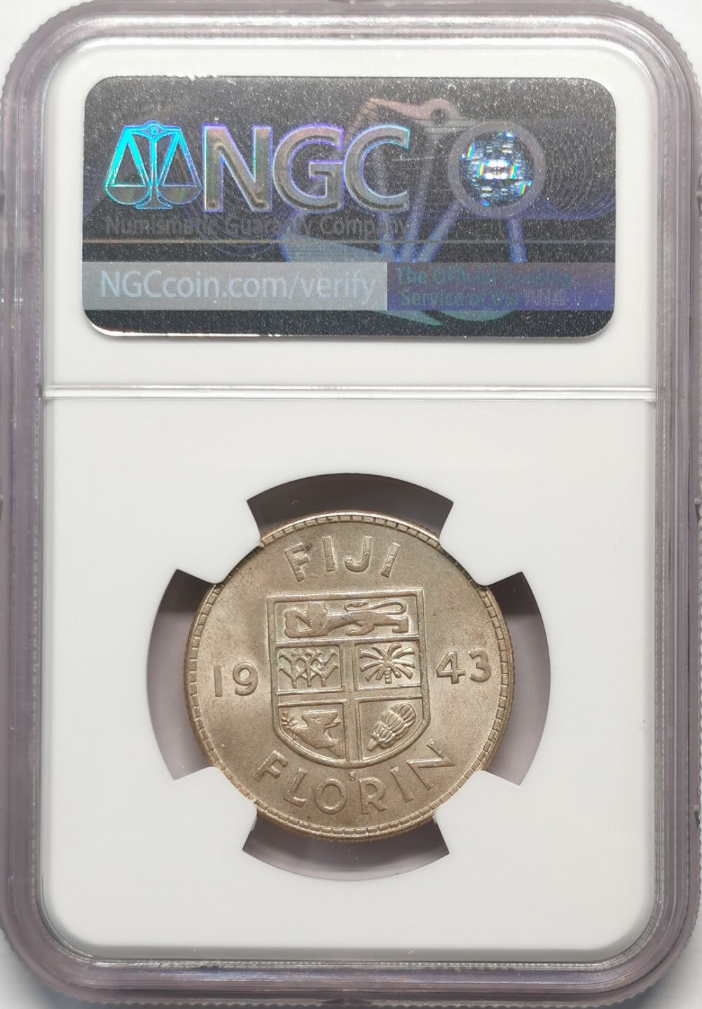 凡希社世界钱币微拍第二百零九期 1943S斐济乔六高银版2先令银币NGC-MS63