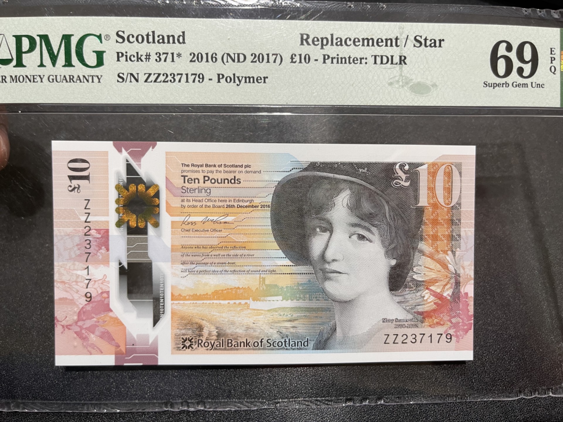 《外钞收藏家》第一百九十八期 2016年苏格兰皇家银行10镑 PMG69超高分 补号