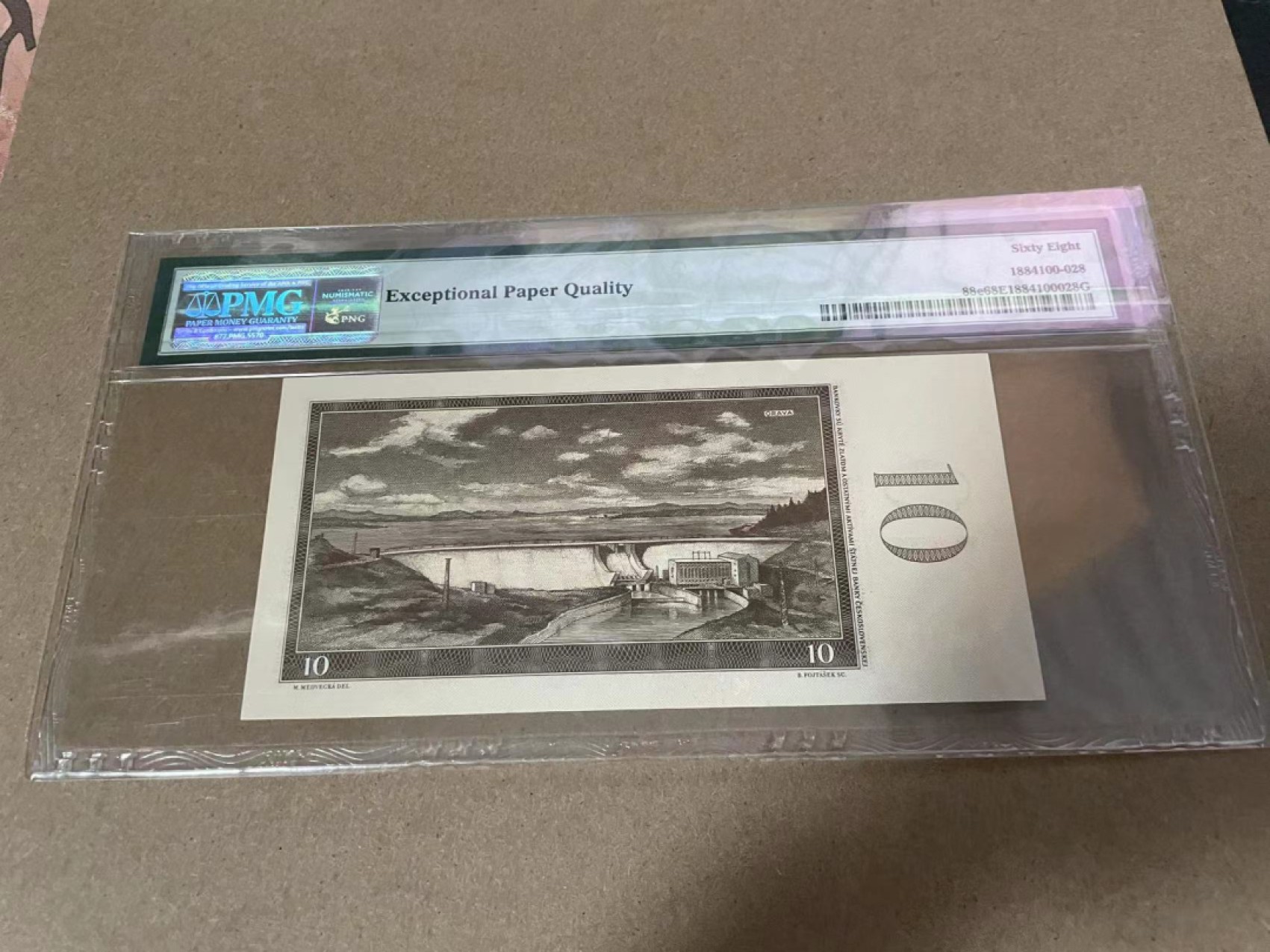 【Blue Auction】✨世界纸币精拍第218期【精】——安彻尔和安娜 【无47】捷斯 1960年10克朗 PMG68EPQ 超高分