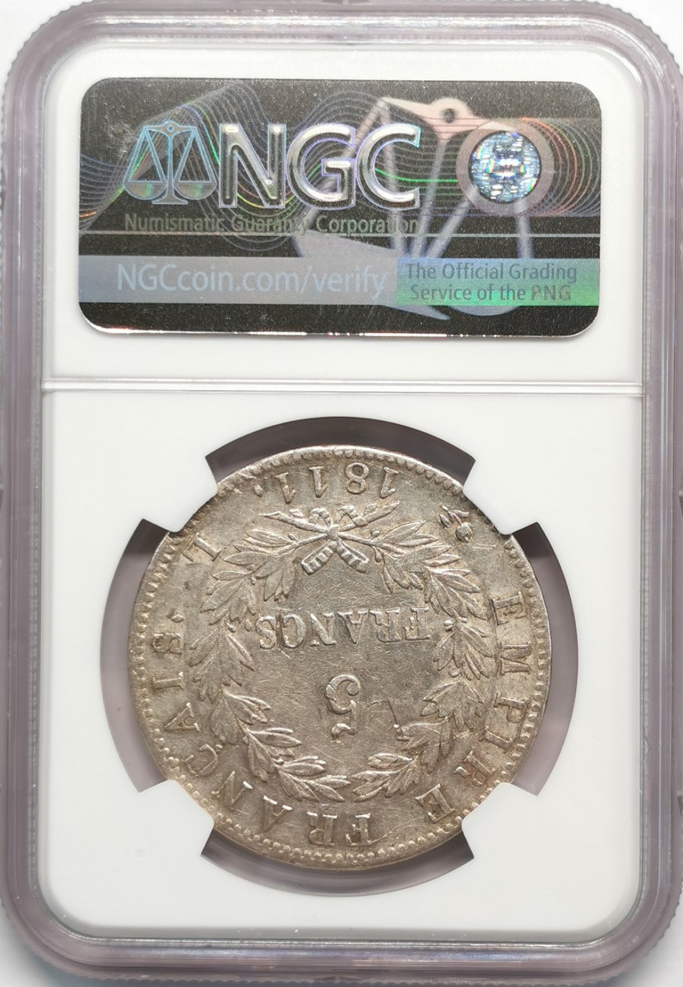 凡希社世界钱币微拍第二百零九期 1811L法国拿破仑5法郎大银NGC-AUD
