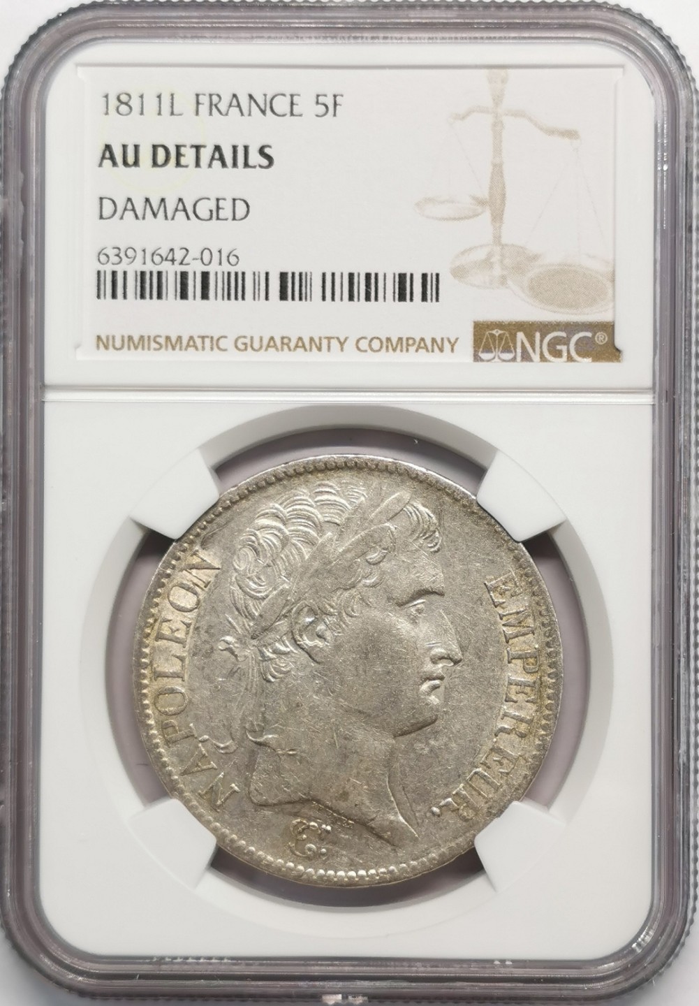 凡希社世界钱币微拍第二百零九期 1811L法国拿破仑5法郎大银NGC-AUD