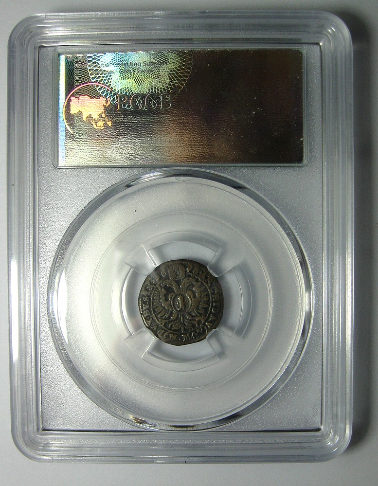 神圣罗马帝国西里西亚铜币1698利奥波德一世,1克鲁泽,15.5mm,0.96g,目录140刀(XF),自打标签盒子R6634kx