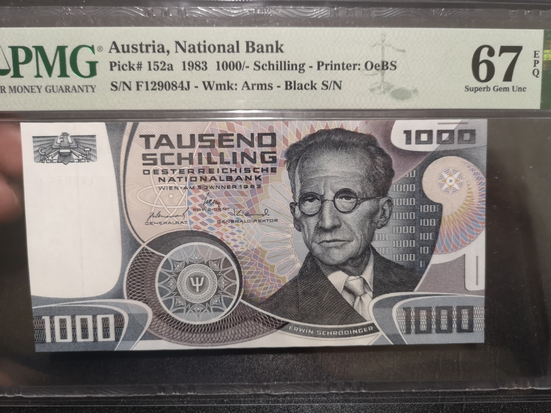 《外钞收藏家》第一百九十八期 1983年奥地利1000先令 PMG67