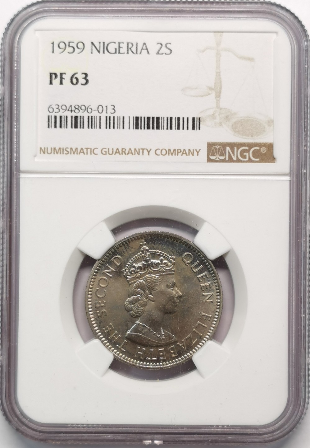 凡希社世界钱币微拍第二百零九期 1959尼日利亚伊丽莎白2先令精铸NGC-PF63