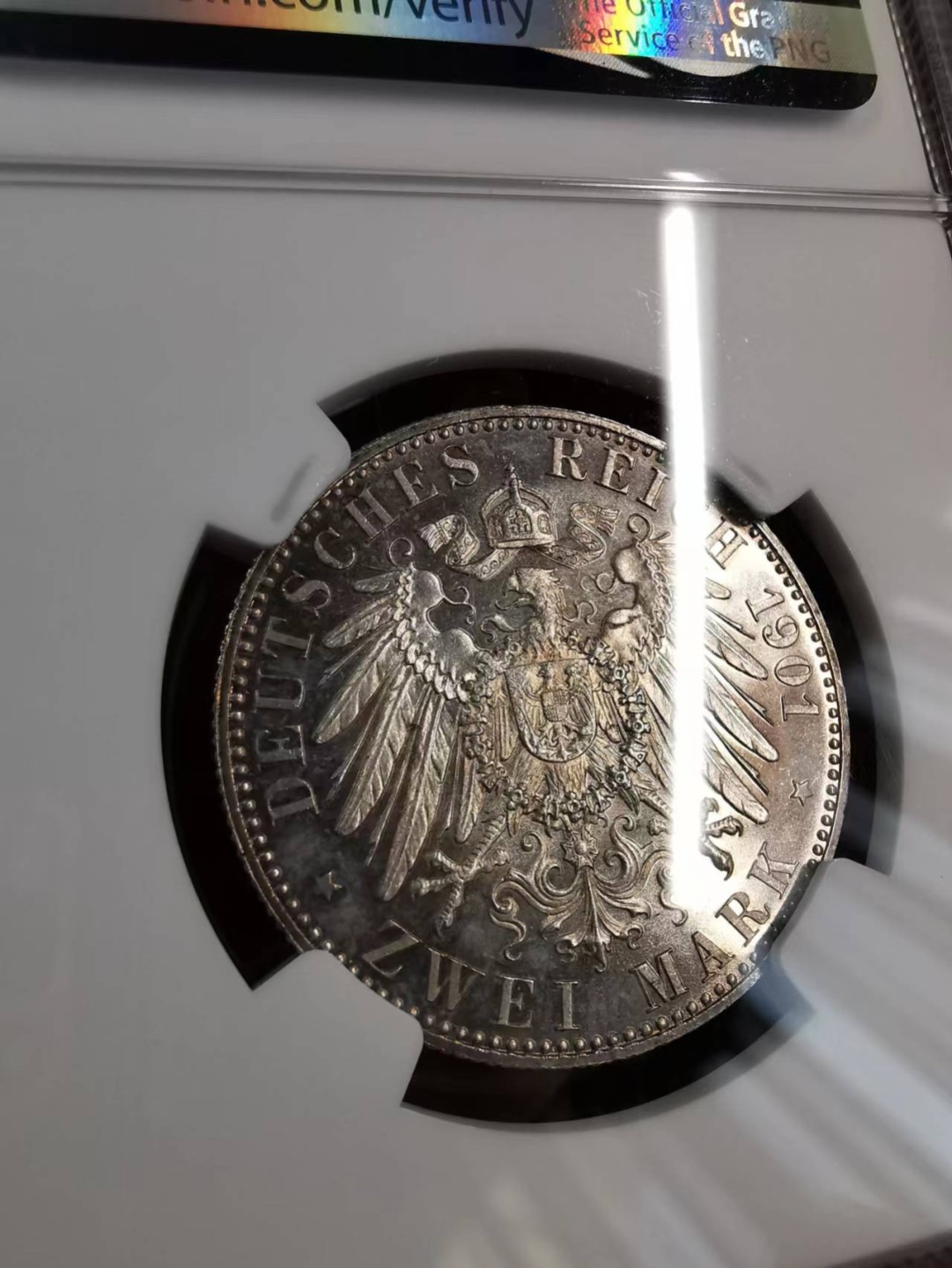 凡希社世界钱币微拍第二百零九期 荐！1901A罗斯-上格莱茨2马克NGC-MS63稀有马克品种！